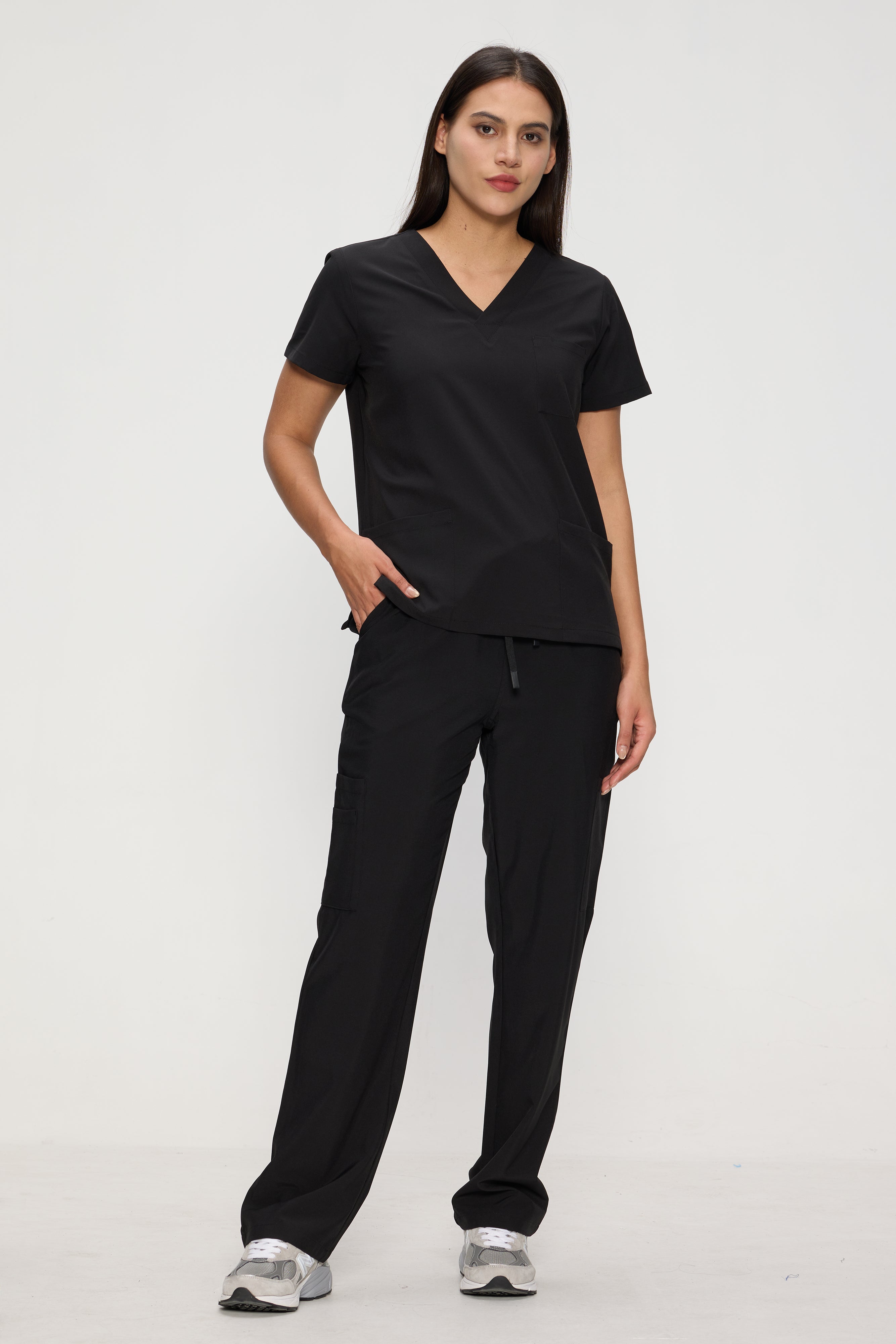 Scrubs for Women Set, Medical Women Scrubs, V-Neck Top and Straight Leg Pants with 11 Pockets (Relaxed Fit)