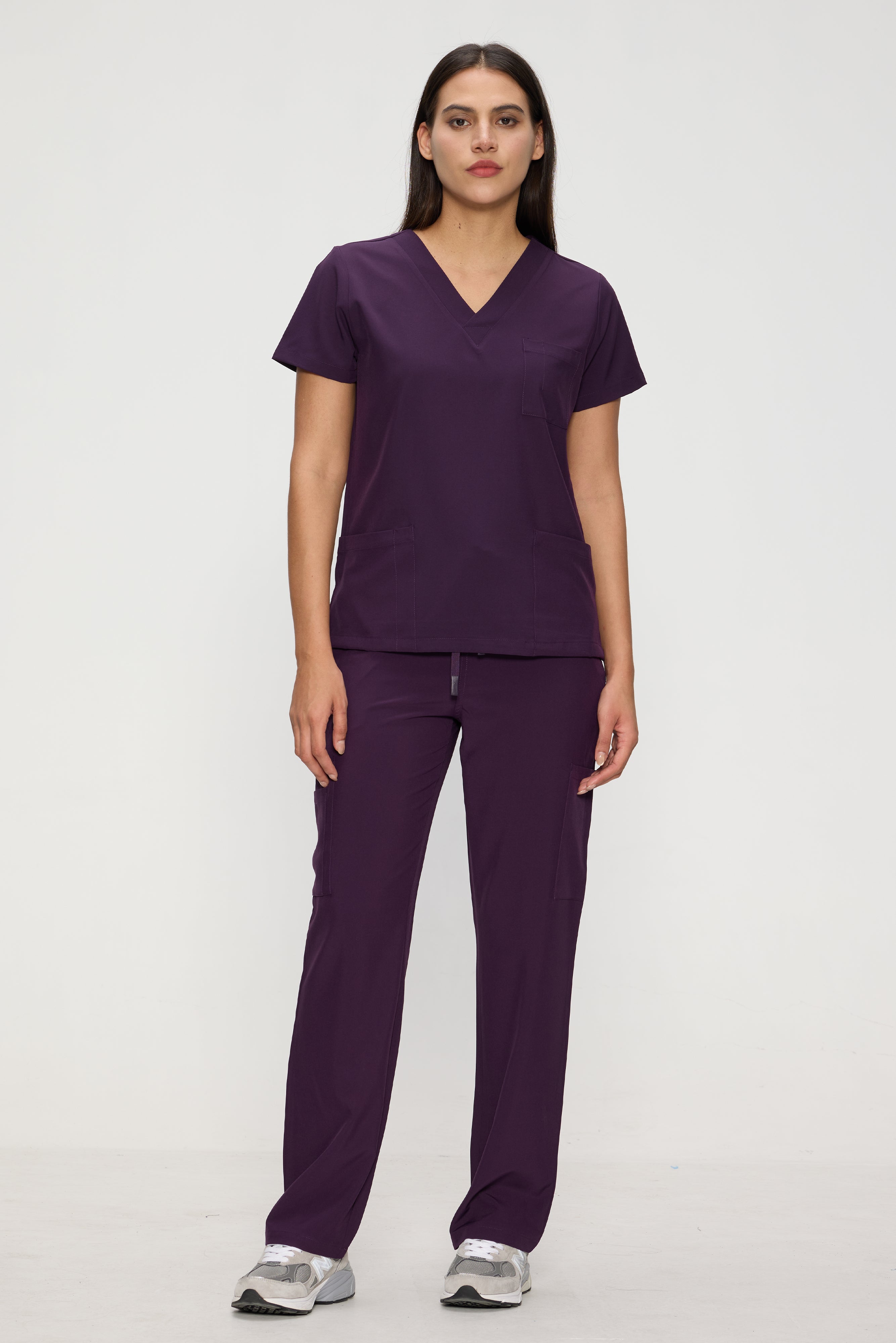 Scrubs for Women Set, Medical Women Scrubs, V-Neck Top and Straight Leg Pants with 11 Pockets (Relaxed Fit)