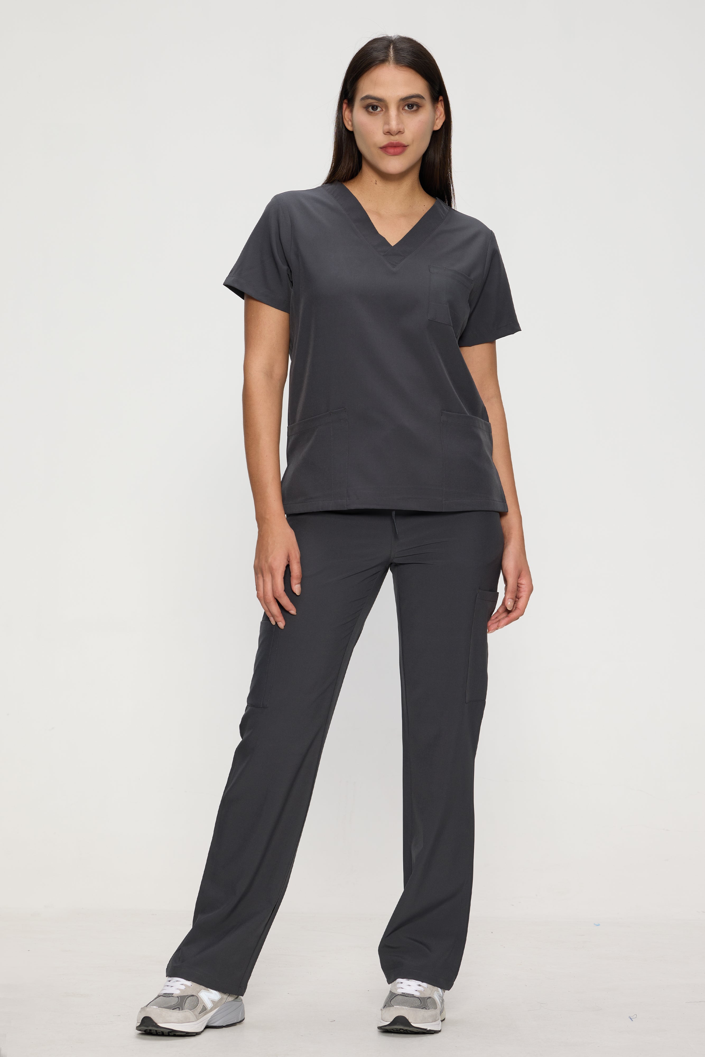 Scrubs for Women Set, Medical Women Scrubs, V-Neck Top and Straight Leg Pants with 11 Pockets (Relaxed Fit)