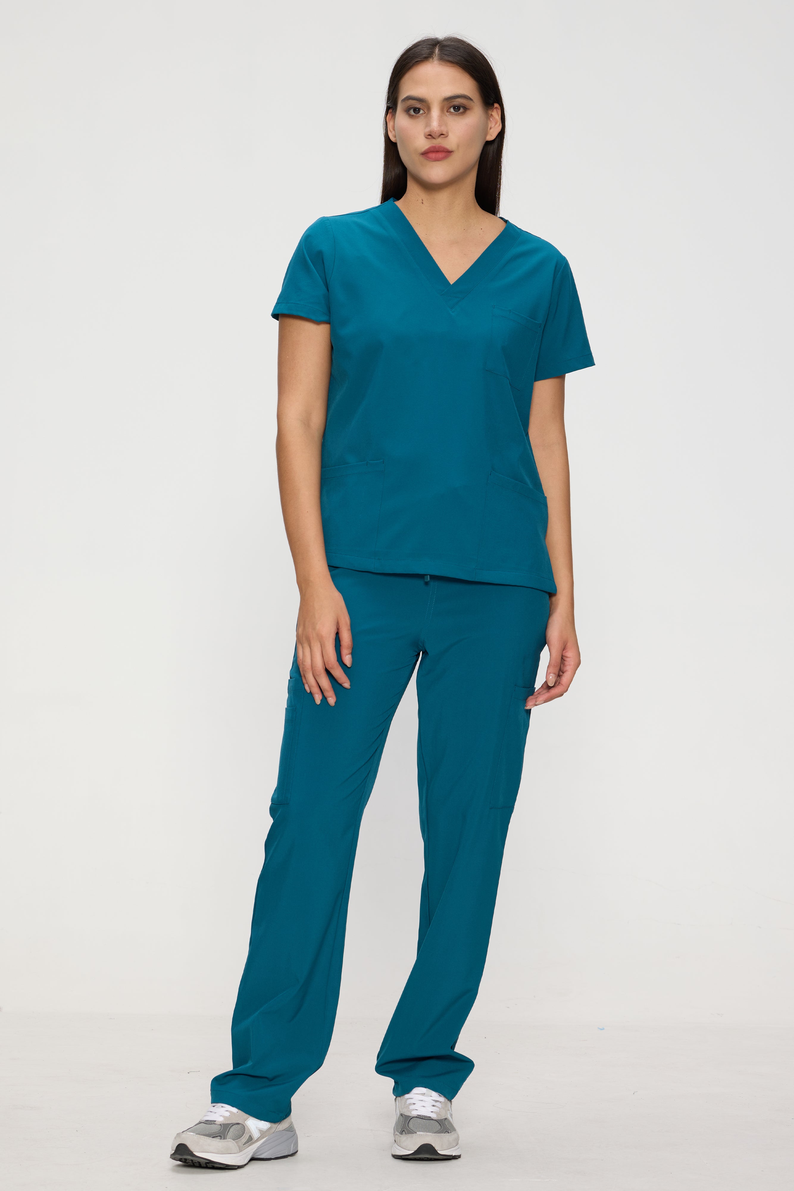Scrubs for Women Set, Medical Women Scrubs, V-Neck Top and Straight Leg Pants with 11 Pockets (Relaxed Fit)