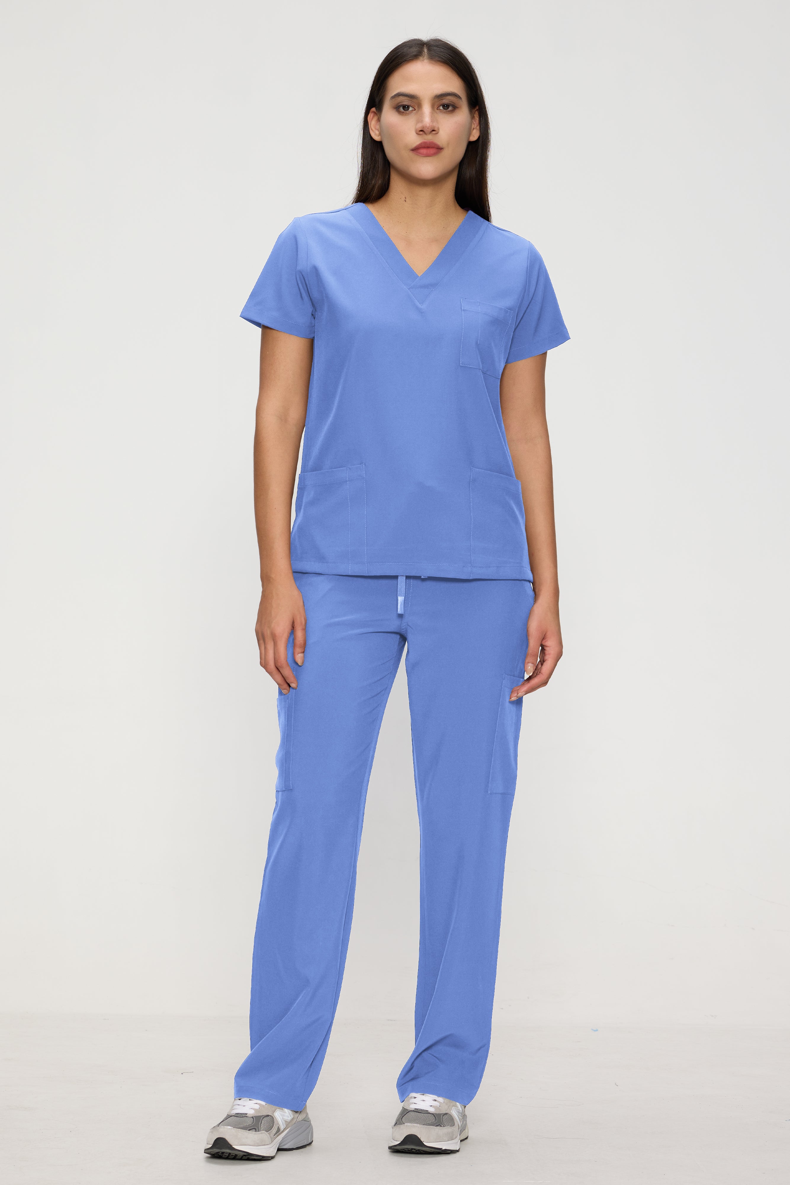 Scrubs for Women Set, Medical Women Scrubs, V-Neck Top and Straight Leg Pants with 11 Pockets (Relaxed Fit)