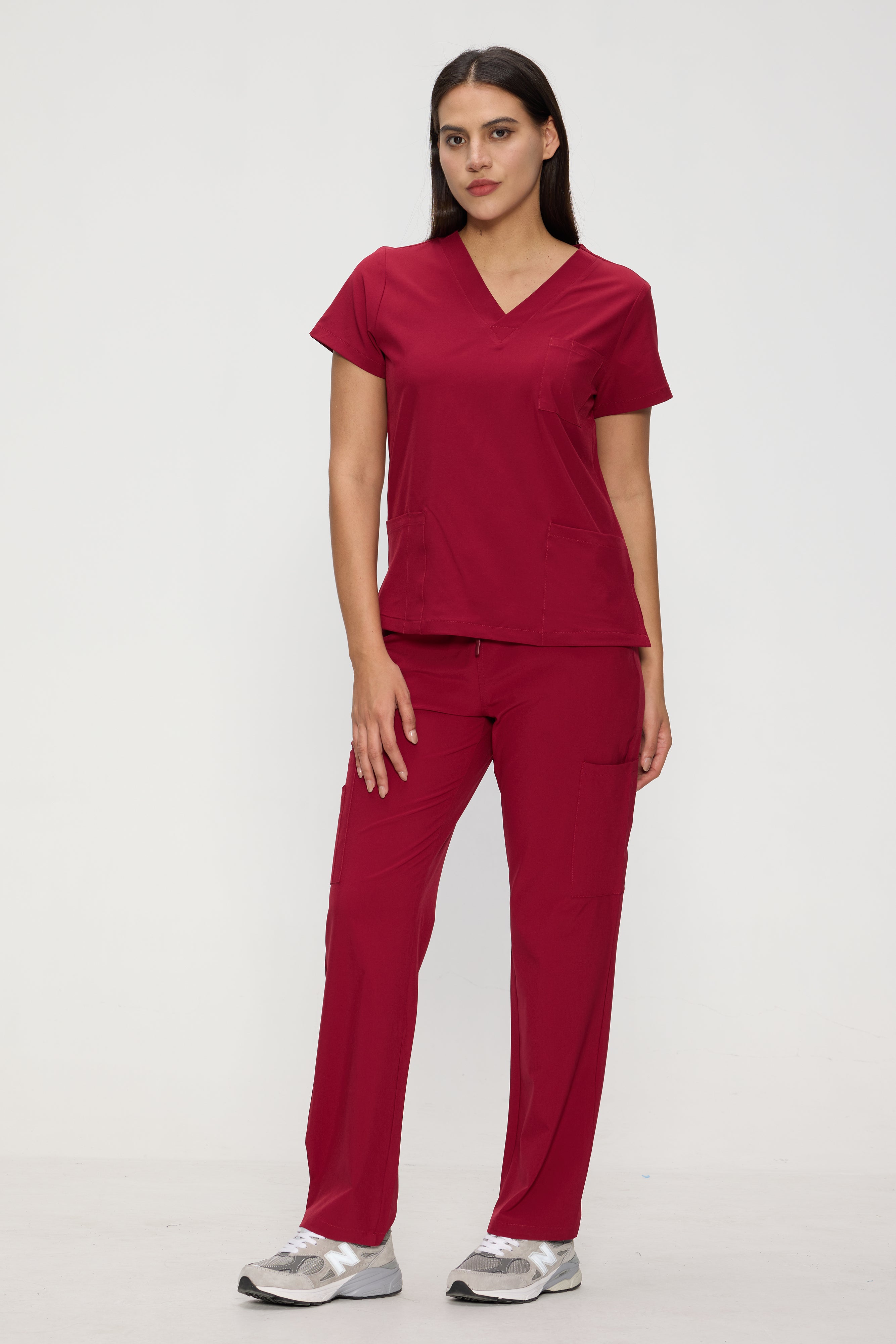 Scrubs for Women Set, Medical Women Scrubs, V-Neck Top and Straight Leg Pants with 11 Pockets (Relaxed Fit)