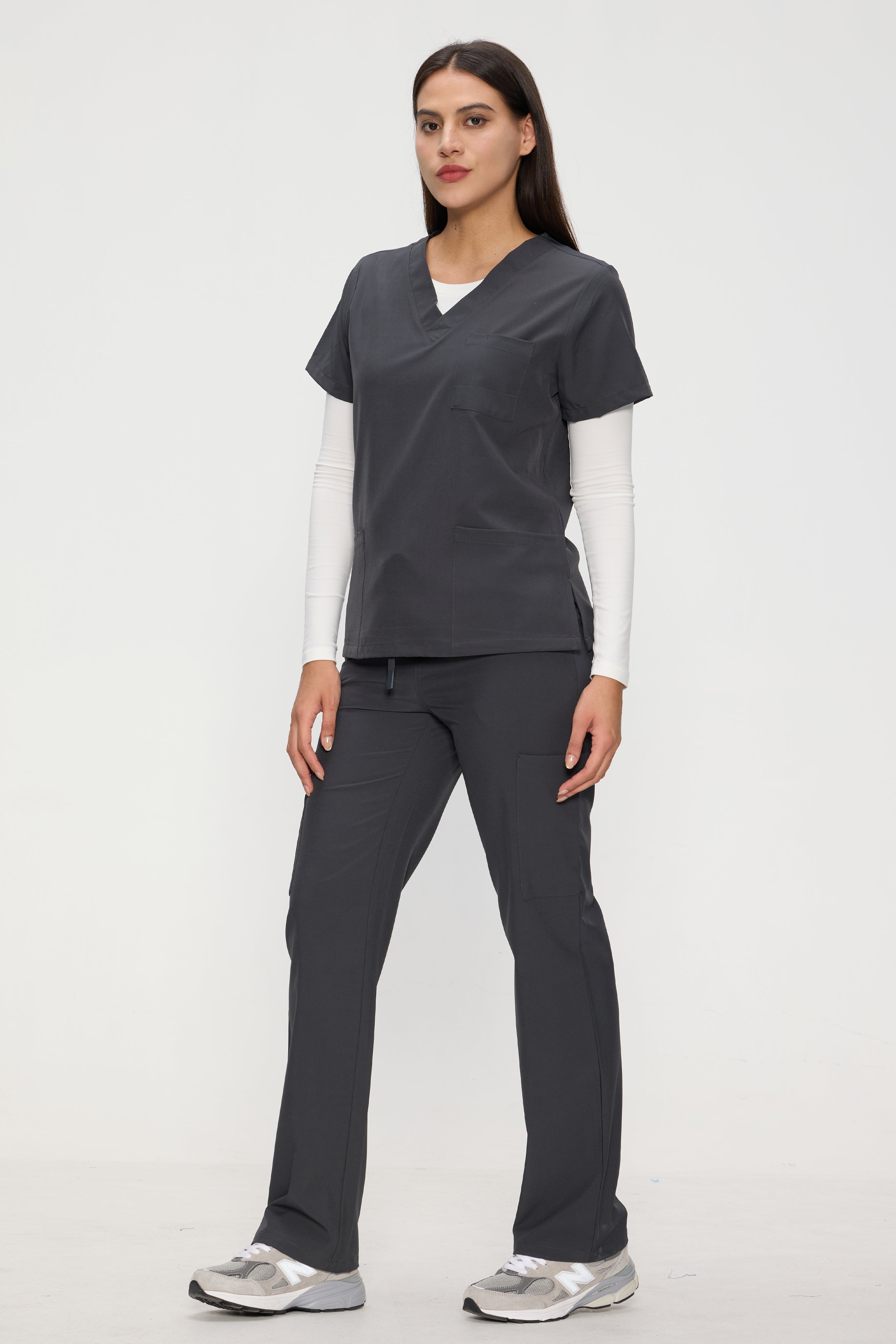 Scrubs for Women Set, Medical Women Scrubs, V-Neck Top and Straight Leg Pants with 11 Pockets (Relaxed Fit)