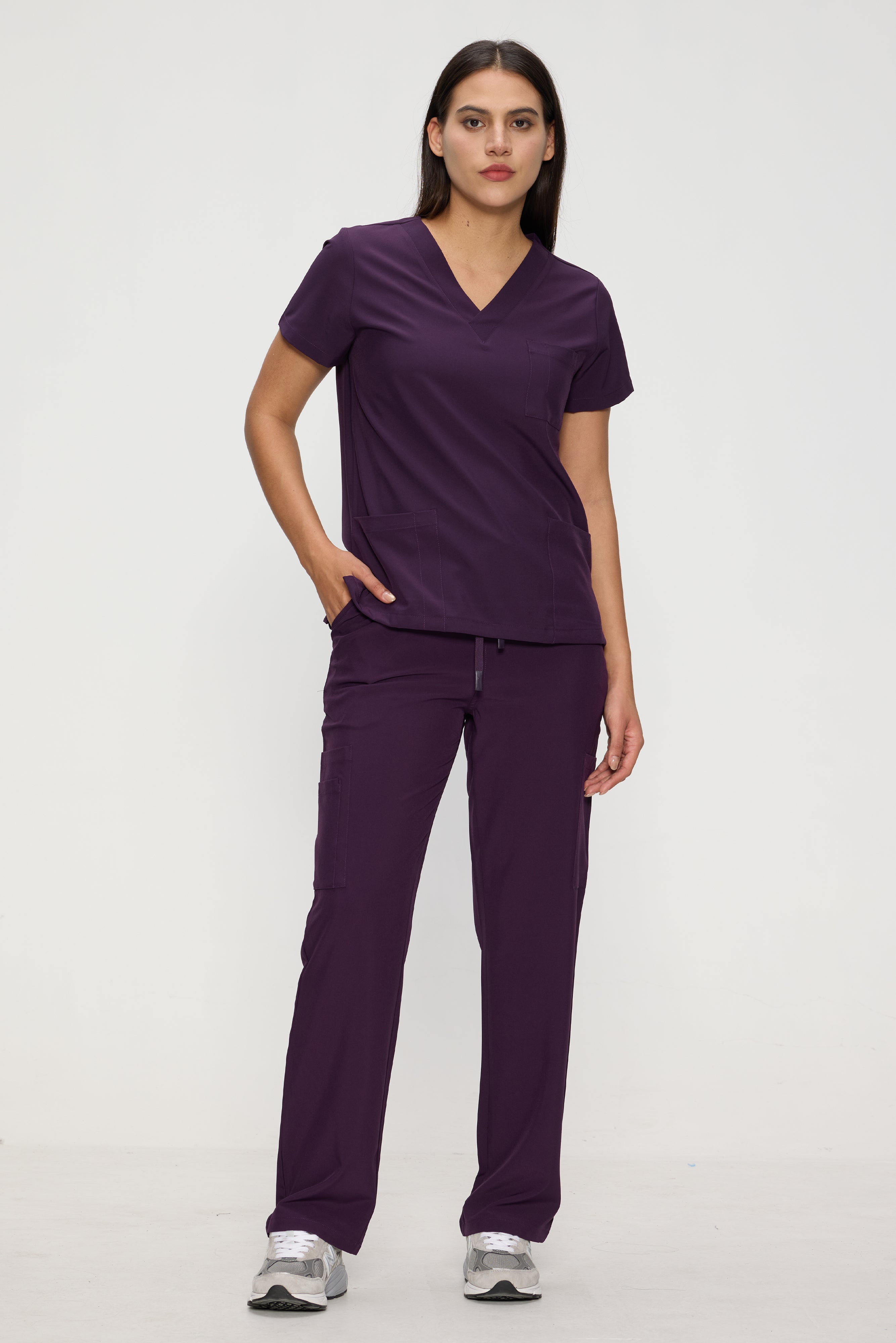 Scrubs for Women Set, Medical Women Scrubs, V-Neck Top and Straight Leg Pants with 11 Pockets (Relaxed Fit)