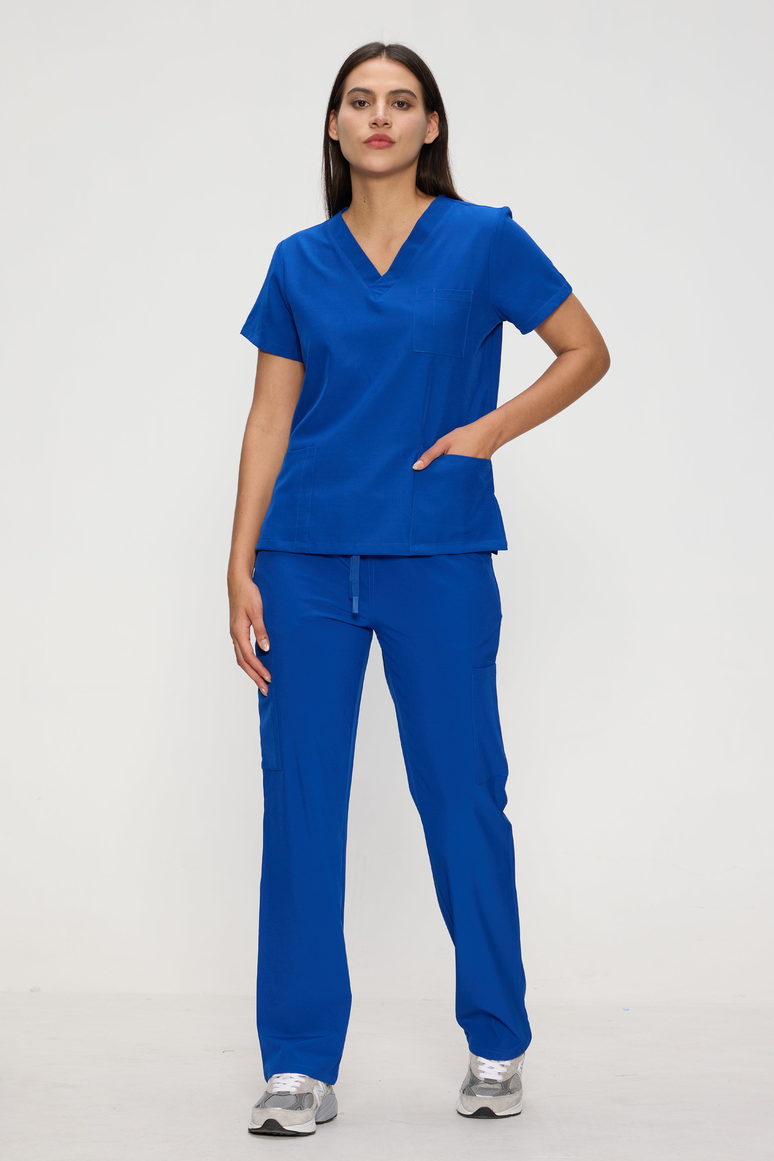 Scrubs for Women Set, Medical Women Scrubs, V-Neck Top and Straight Leg Pants with 11 Pockets (Relaxed Fit)