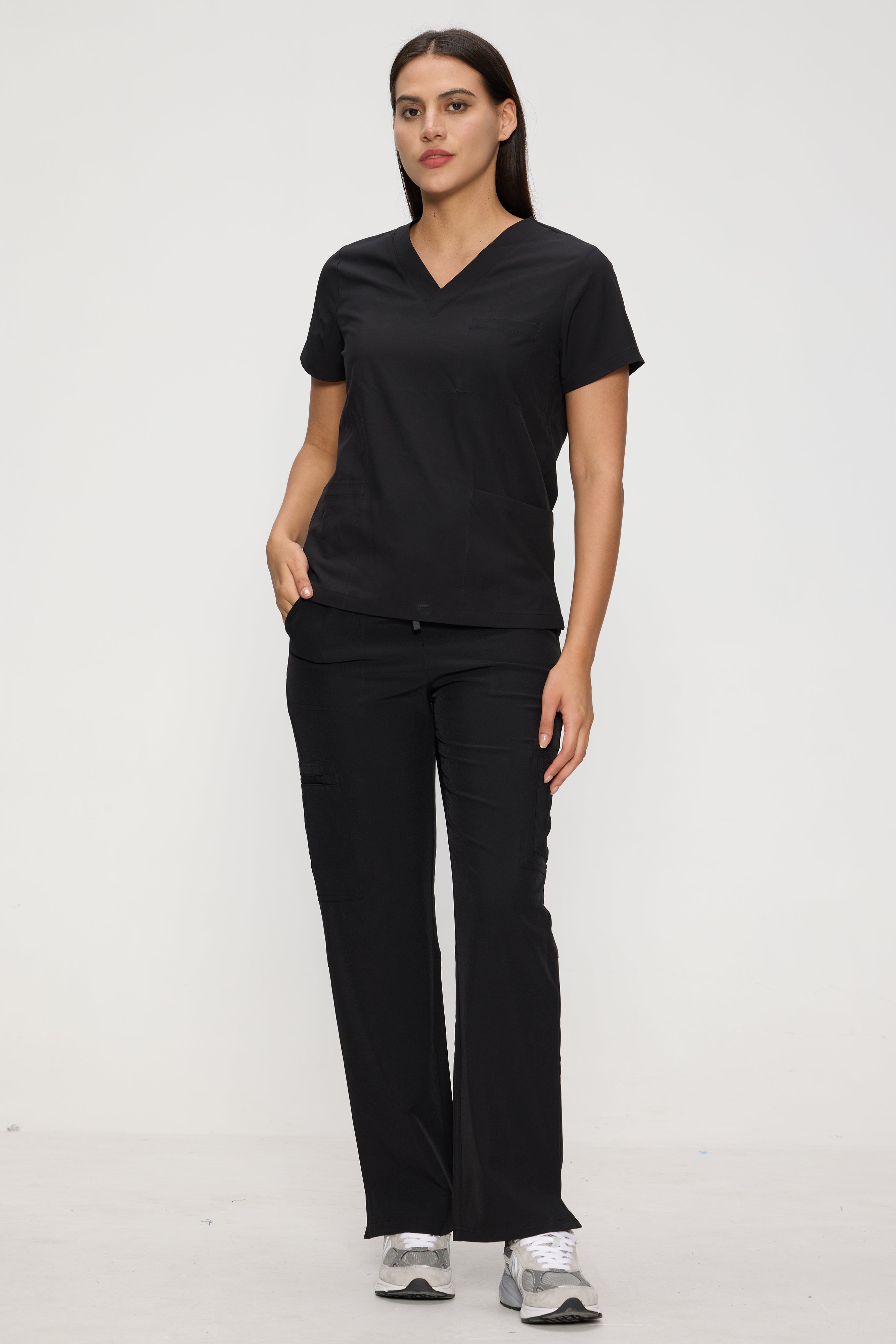 Scrubs for Women Set, Medical Women Scrubs, V-Neck Top and Straight Leg Pants with 11 Pockets (Relaxed Fit)