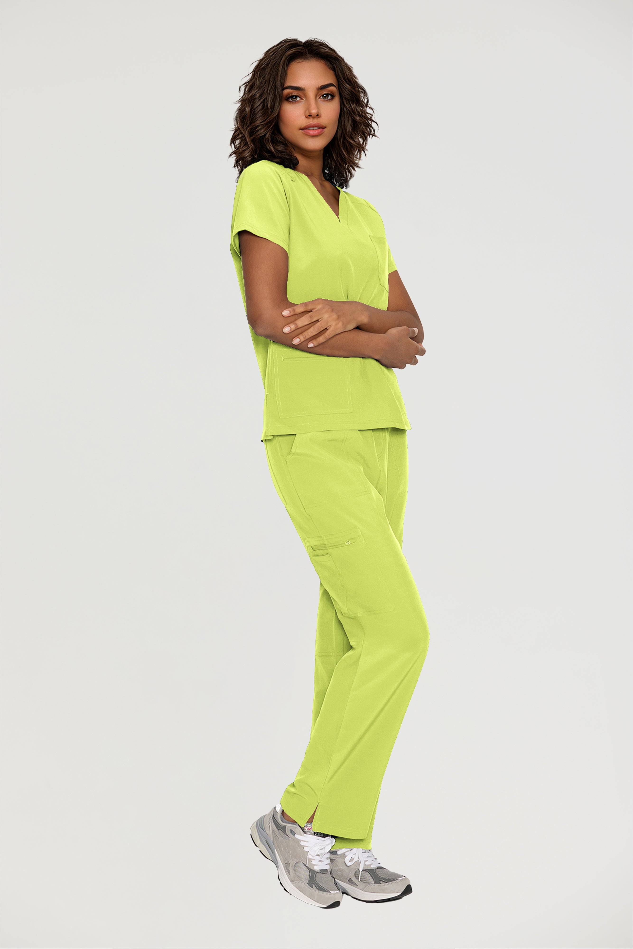 Scrubs for Women, V-Neck Scrubs Top & Cargo Pants with 12 Pockets, Yoga Waistband, 4 Way Stretch