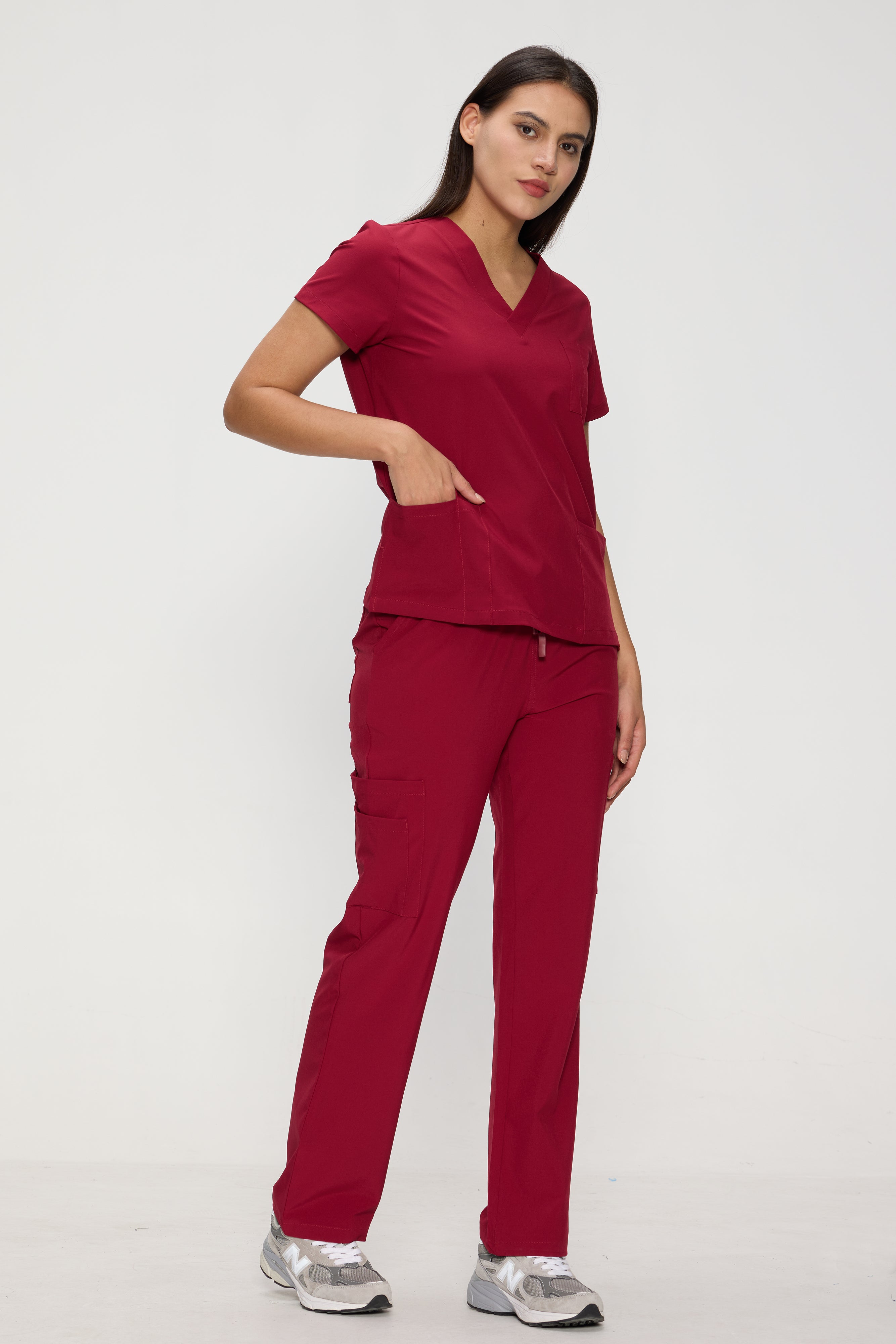 Scrubs for Women Set, Medical Women Scrubs, V-Neck Top and Straight Leg Pants with 11 Pockets (Relaxed Fit)
