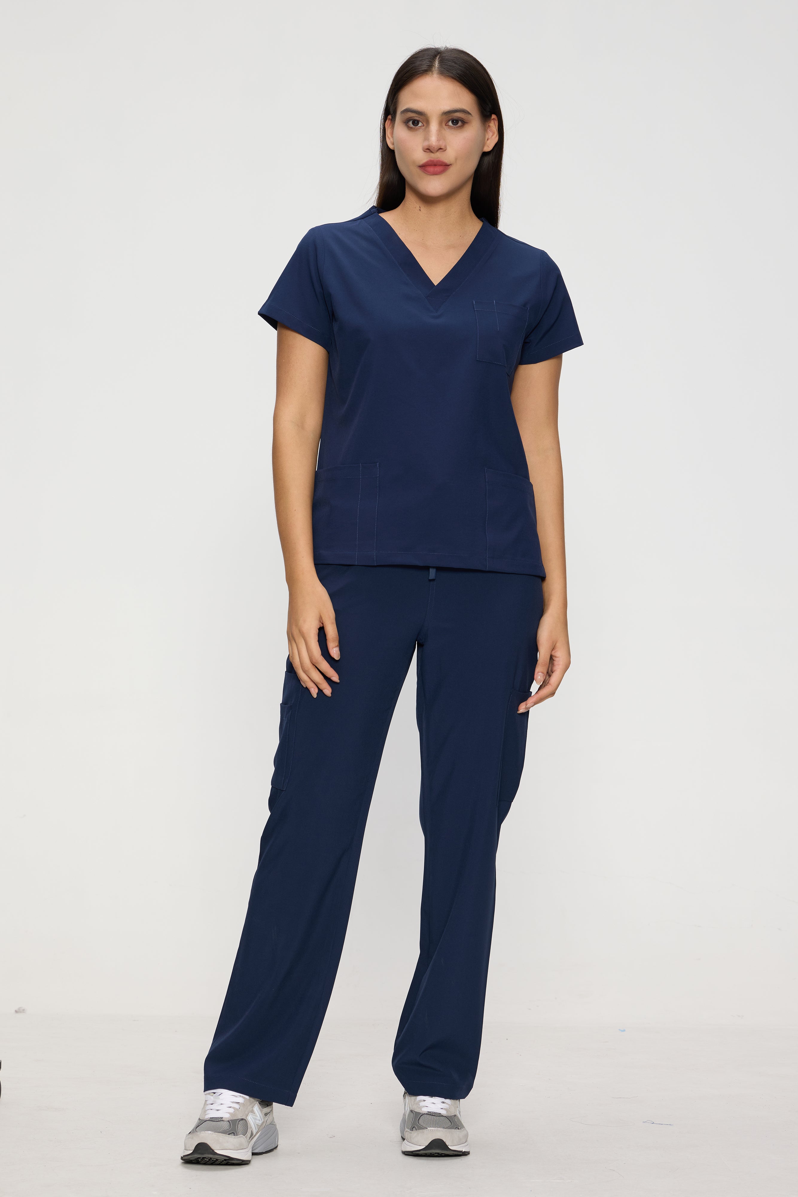 Scrubs for Women Set, Medical Women Scrubs, V-Neck Top and Straight Leg Pants with 11 Pockets (Relaxed Fit)