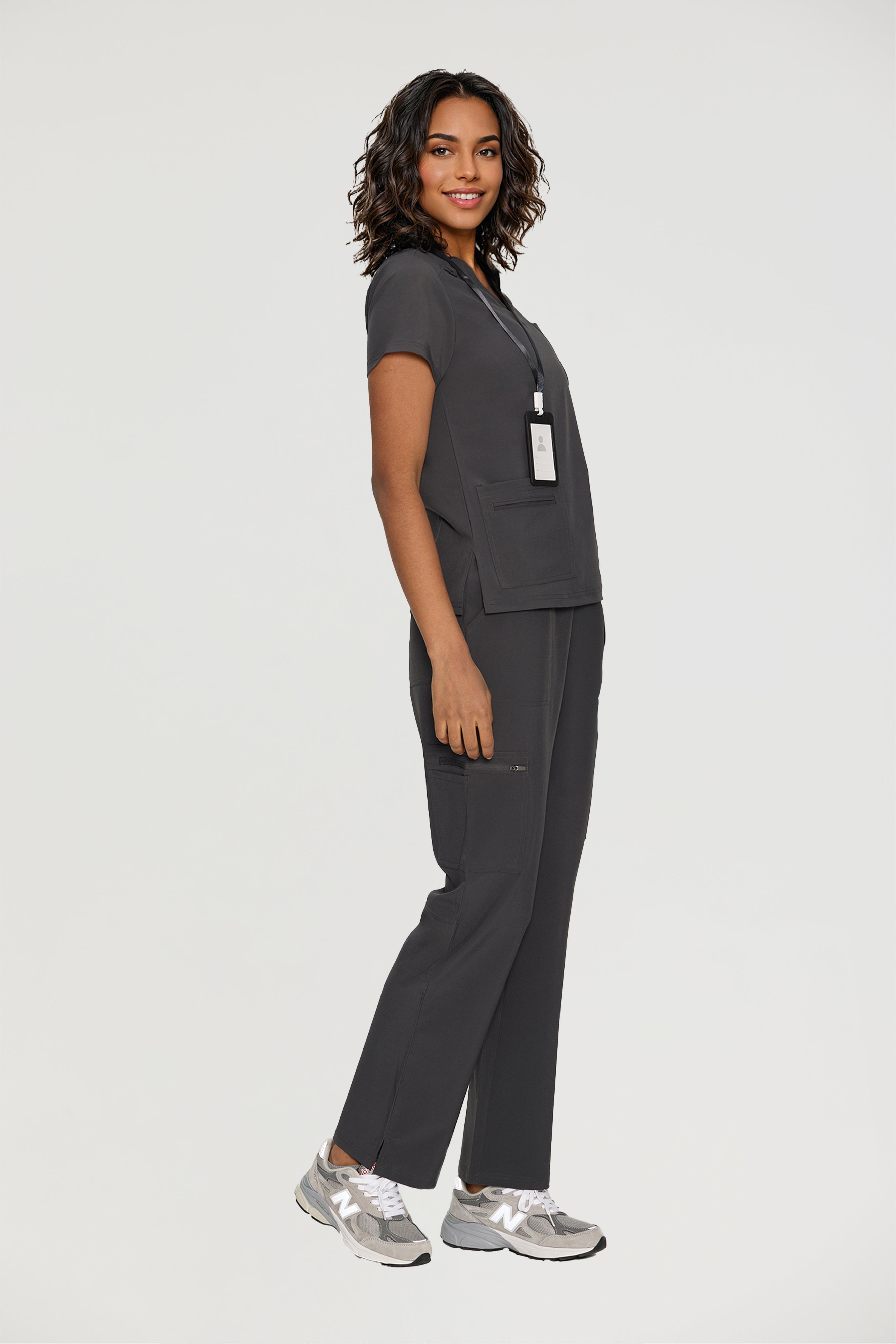Scrubs for Women, V-Neck Scrubs Top & Cargo Pants with 12 Pockets, Yoga Waistband, 4 Way Stretch