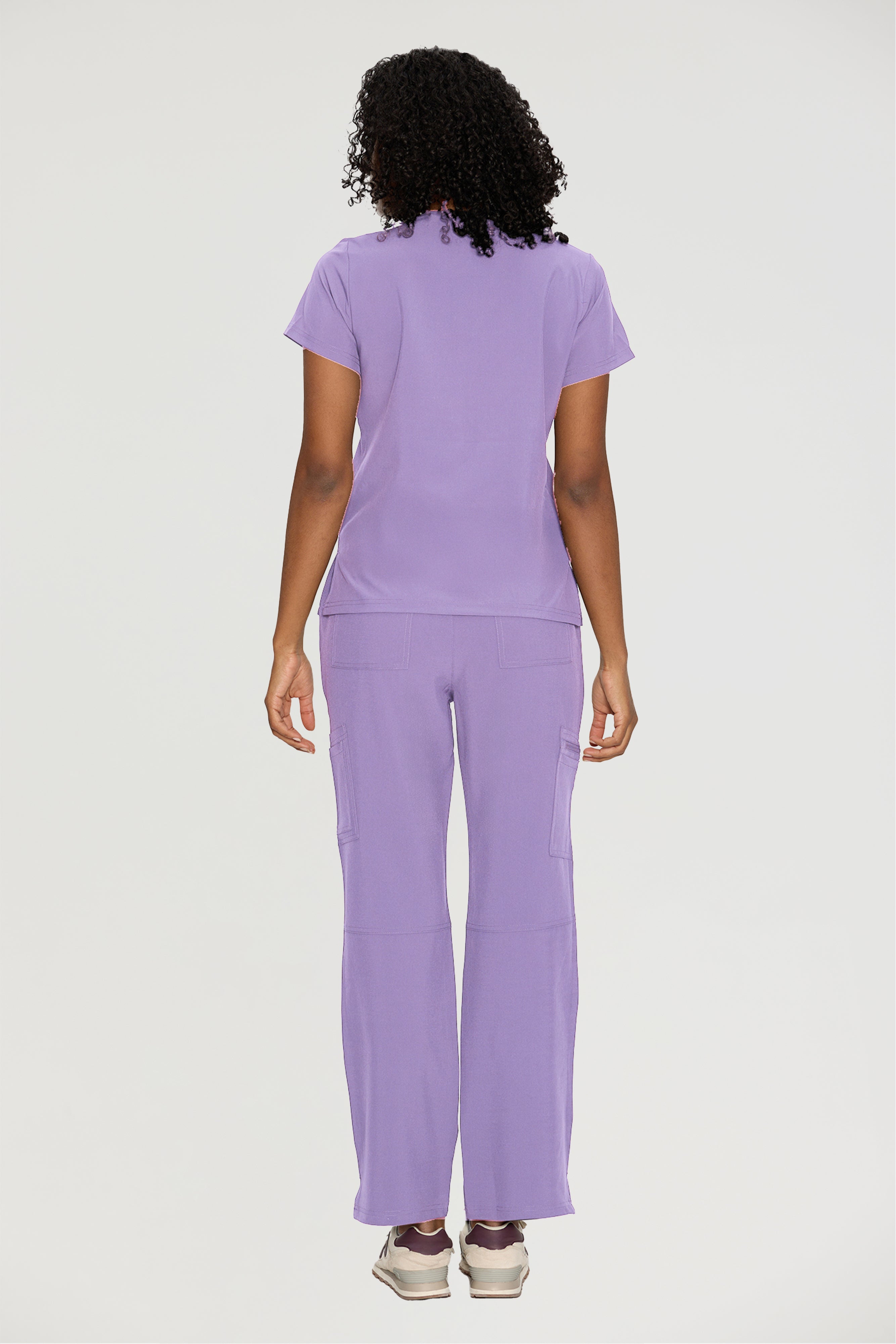 Scrubs for Women, V-Neck Scrubs Top & Cargo Pants with 12 Pockets, Yoga Waistband, 4 Way Stretch