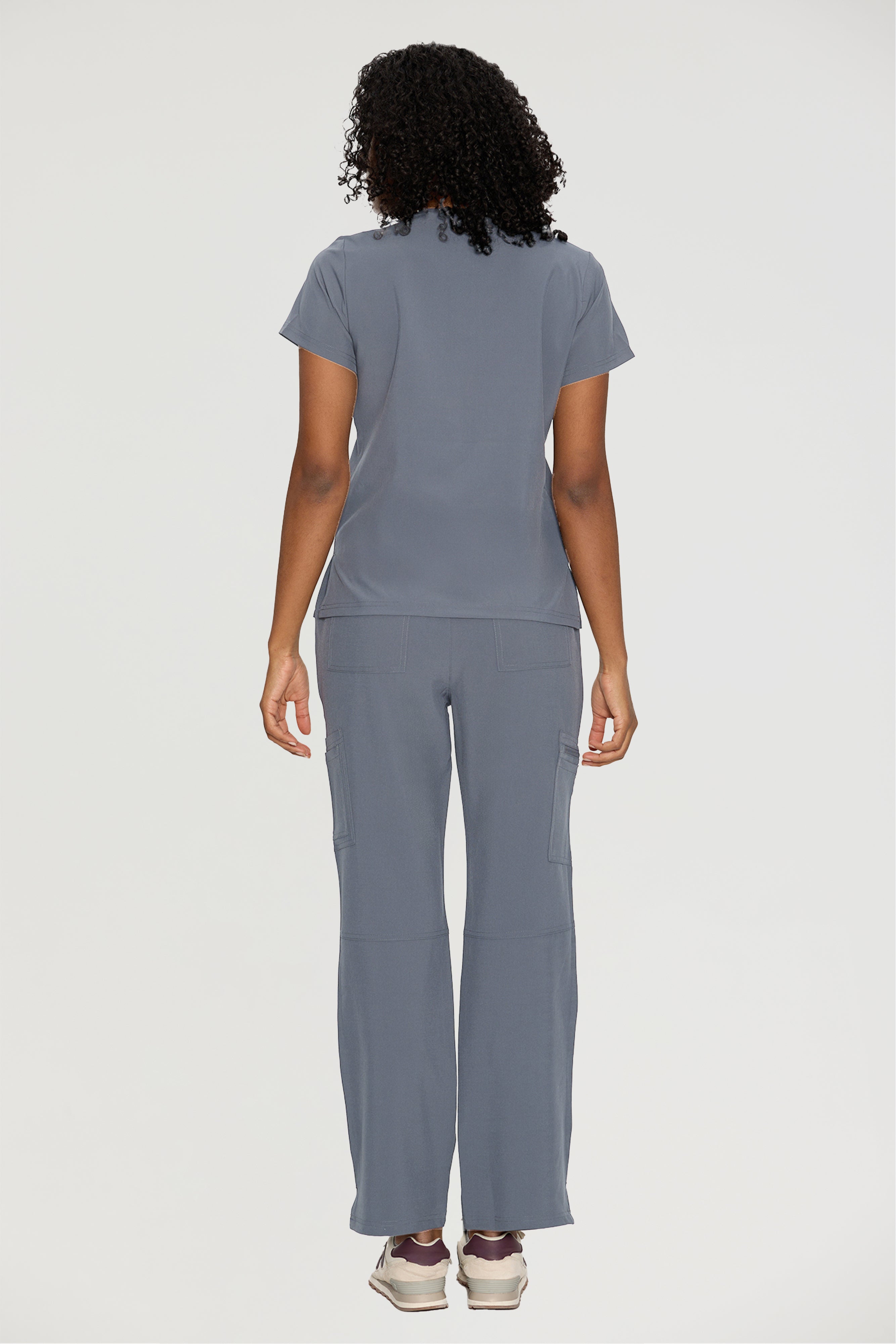 Scrubs for Women, V-Neck Scrubs Top & Cargo Pants with 12 Pockets, Yoga Waistband, 4 Way Stretch