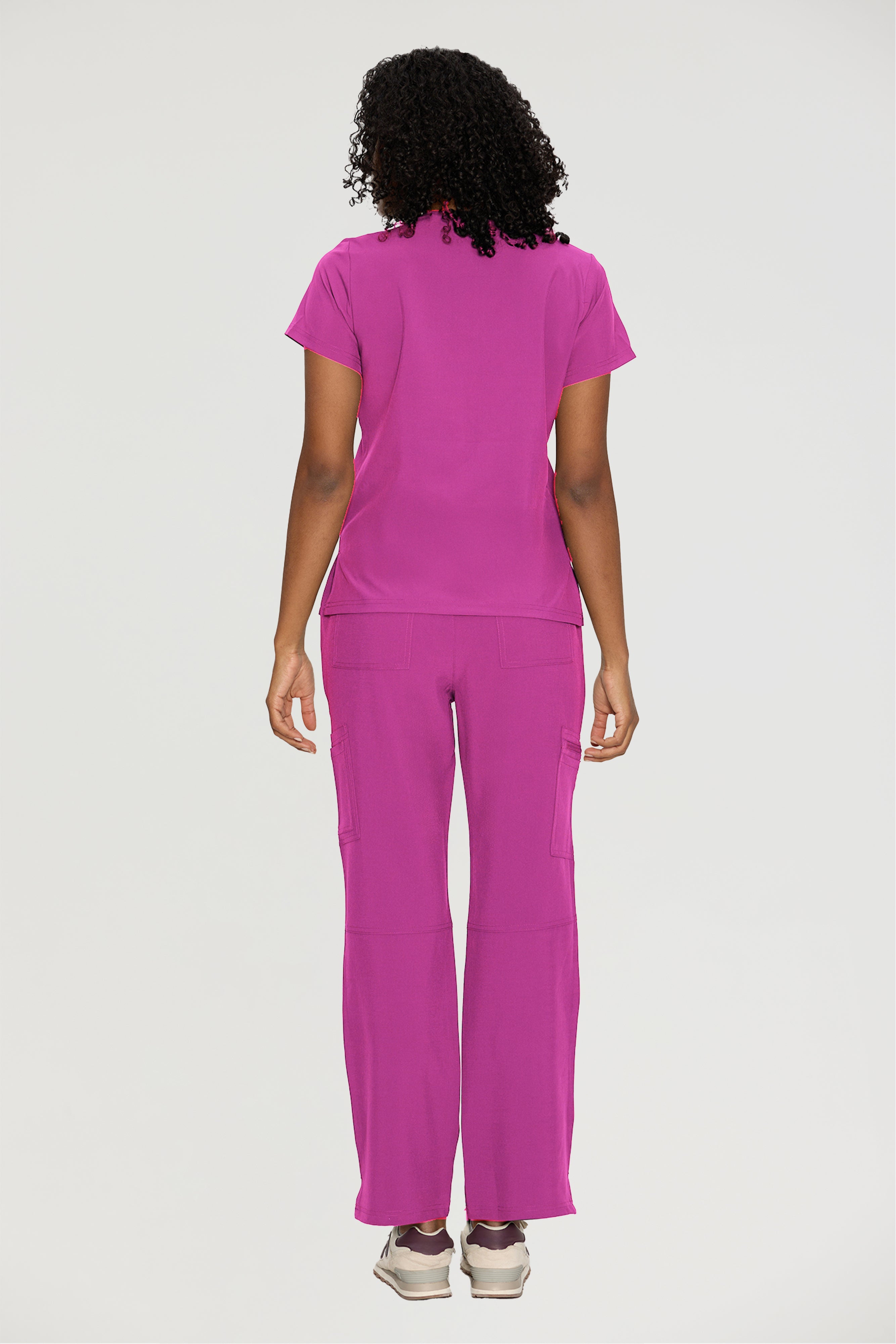 Scrubs for Women, V-Neck Scrubs Top & Cargo Pants with 12 Pockets, Yoga Waistband, 4 Way Stretch