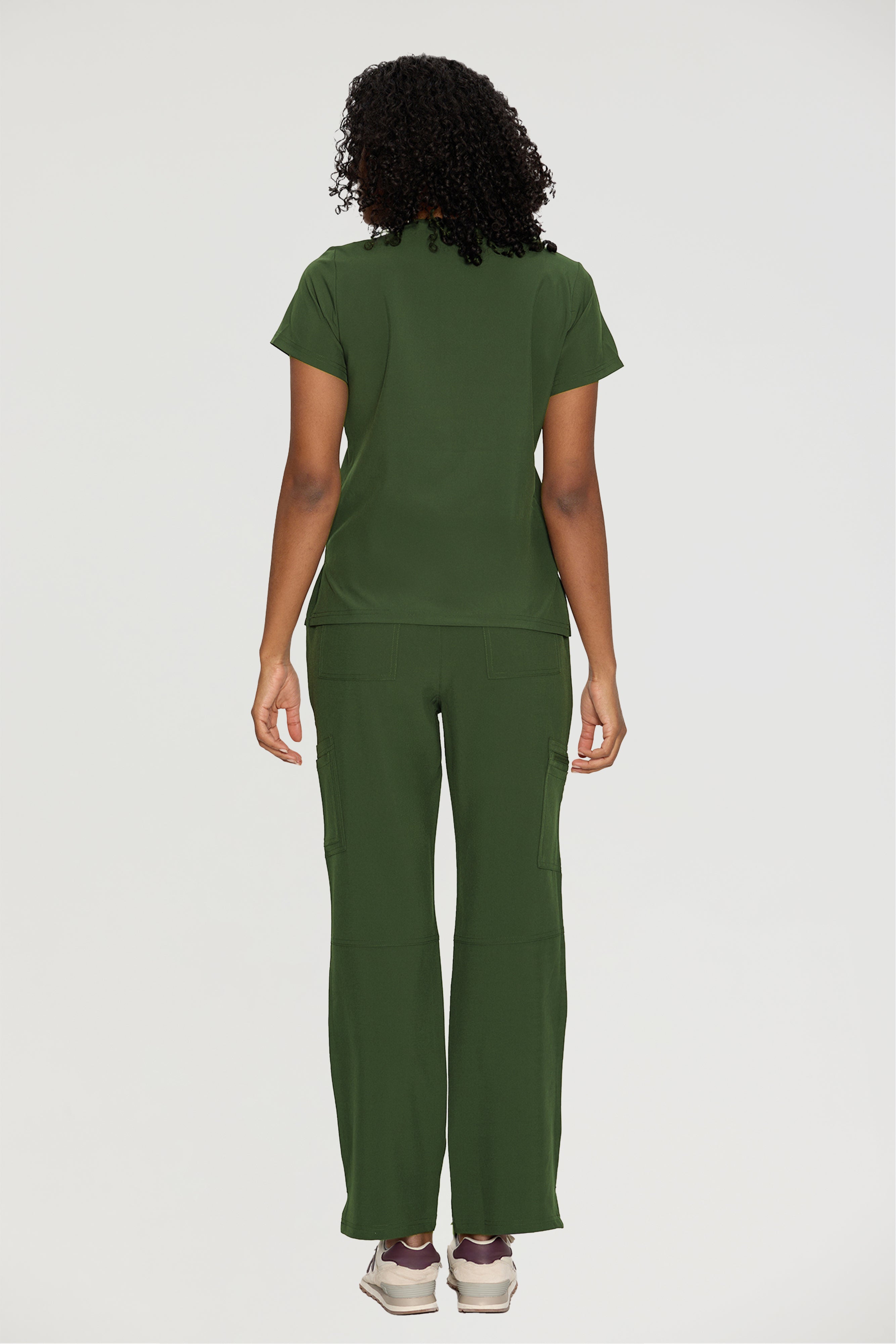 Scrubs for Women, V-Neck Scrubs Top & Cargo Pants with 12 Pockets, Yoga Waistband, 4 Way Stretch