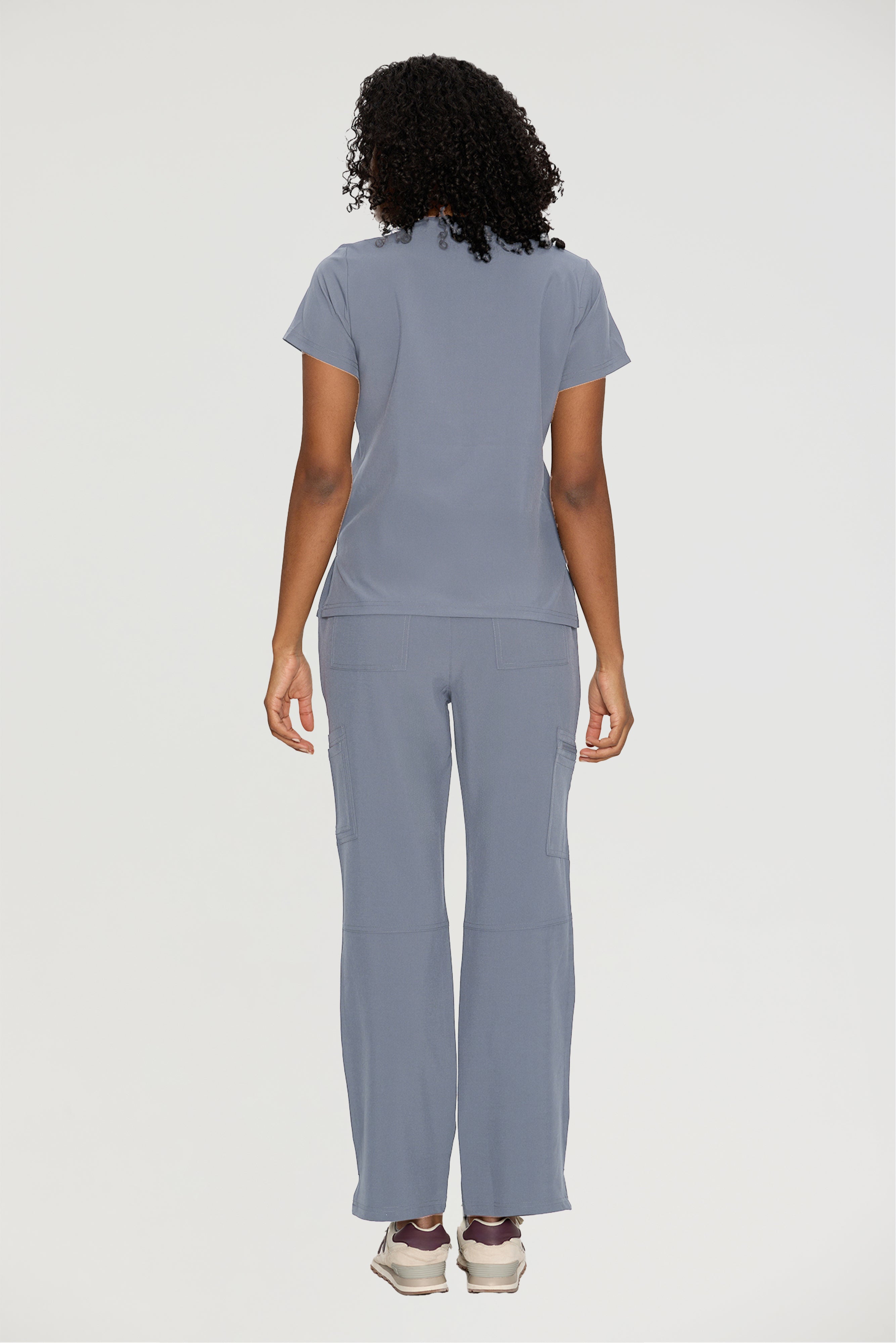 Scrubs for Women, V-Neck Scrubs Top & Cargo Pants with 12 Pockets, Yoga Waistband, 4 Way Stretch