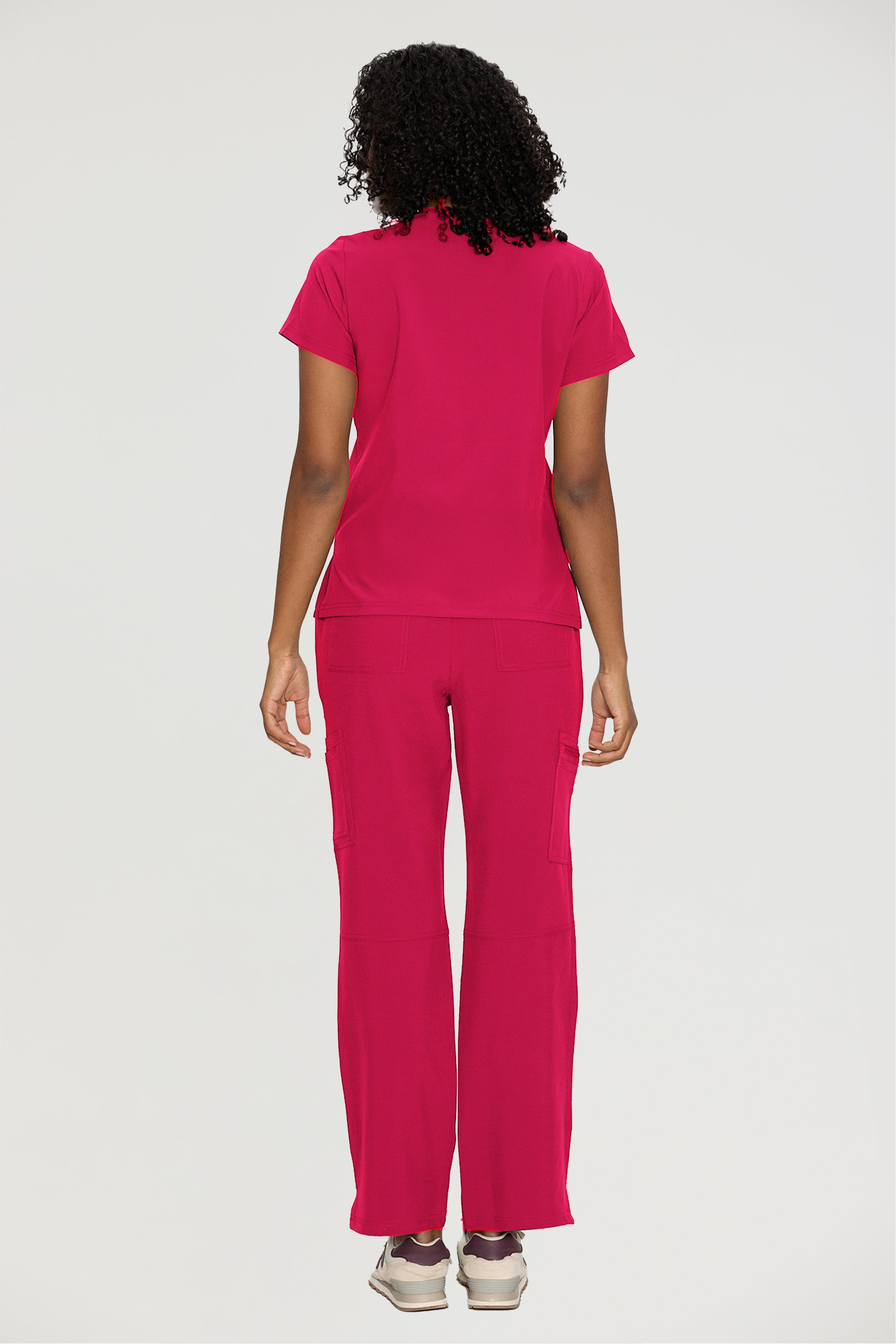 Scrubs for Women, V-Neck Scrubs Top & Cargo Pants with 12 Pockets, Yoga Waistband, 4 Way Stretch