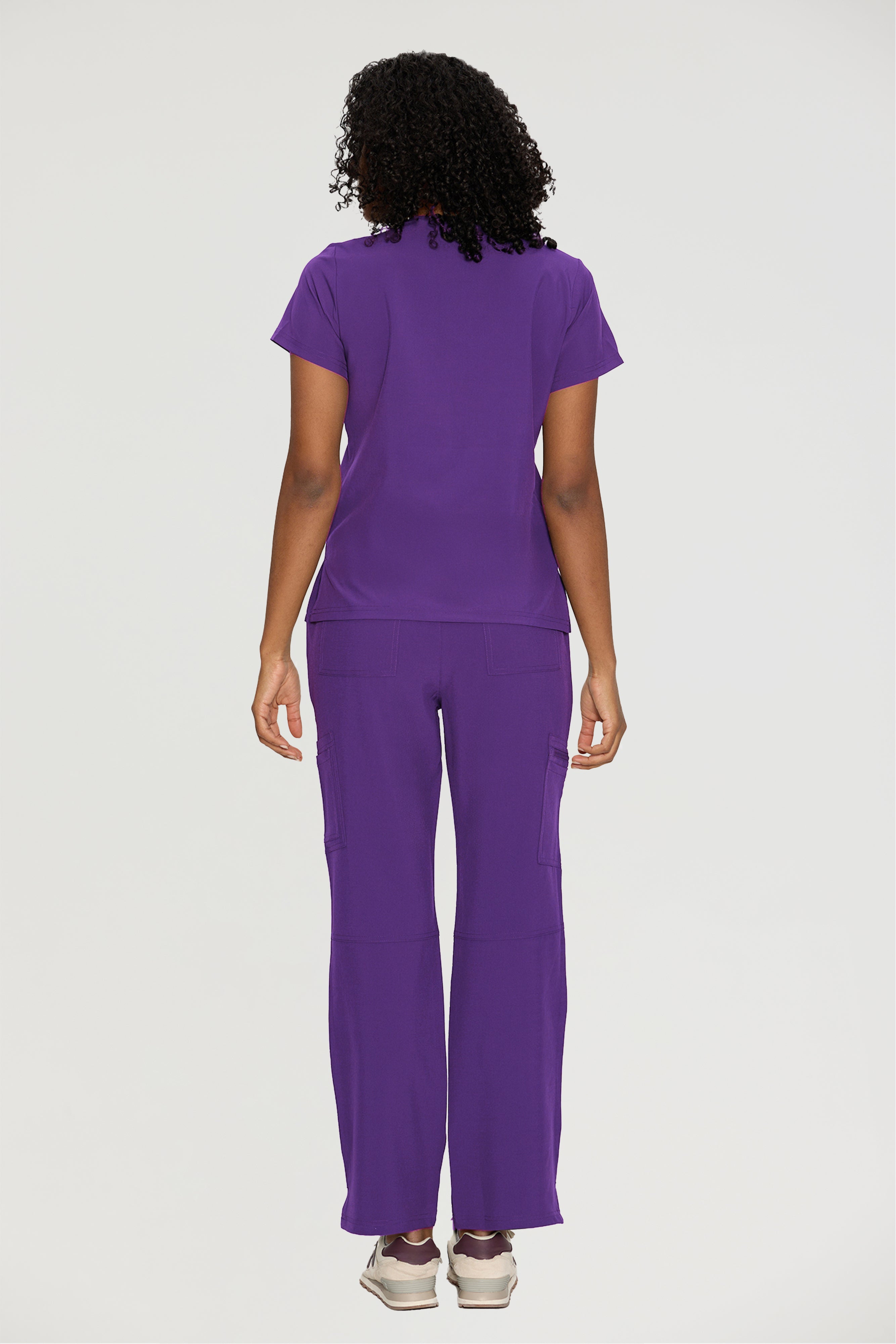 Scrubs for Women, V-Neck Scrubs Top & Cargo Pants with 12 Pockets, Yoga Waistband, 4 Way Stretch