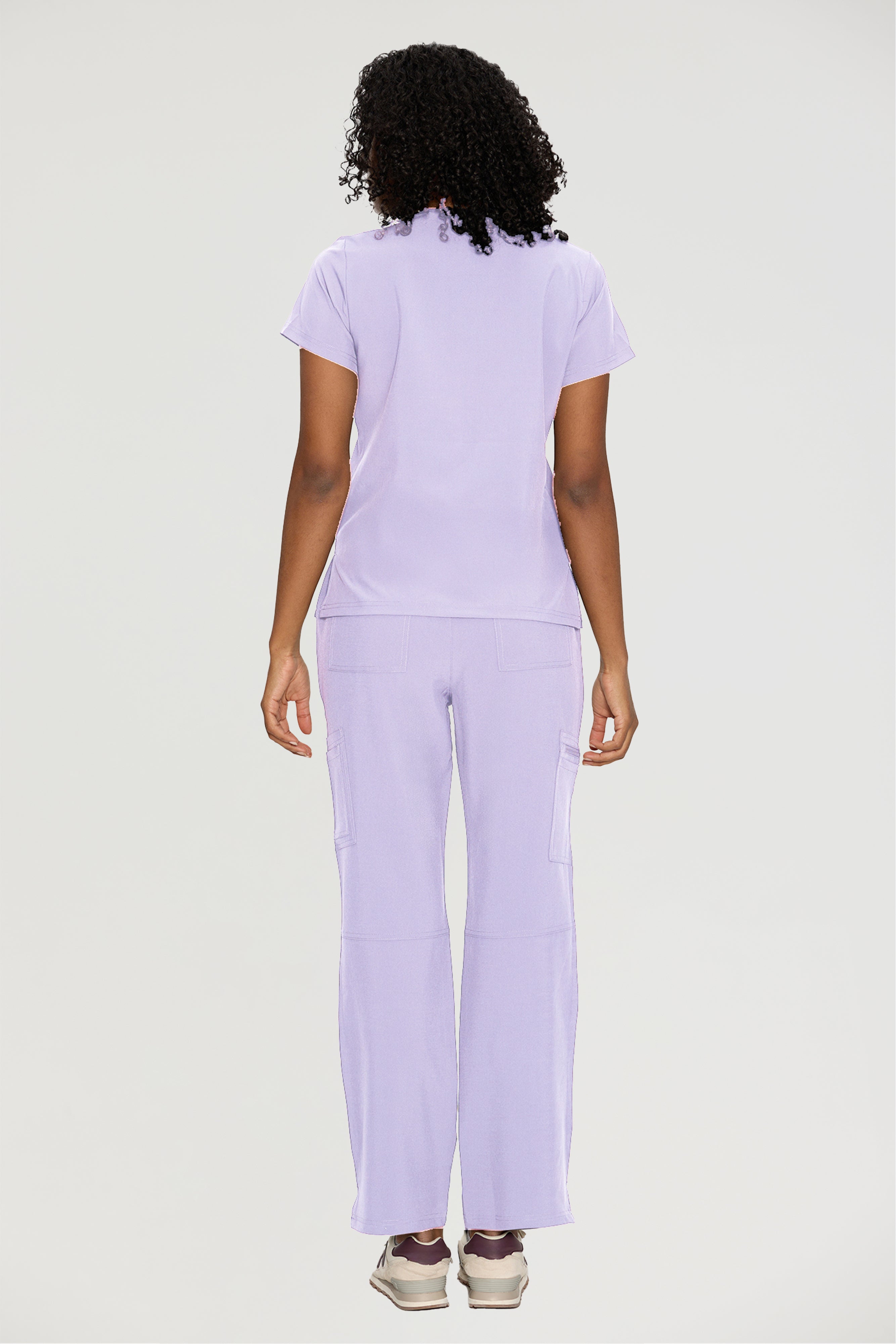 Scrubs for Women, V-Neck Scrubs Top & Cargo Pants with 12 Pockets, Yoga Waistband, 4 Way Stretch