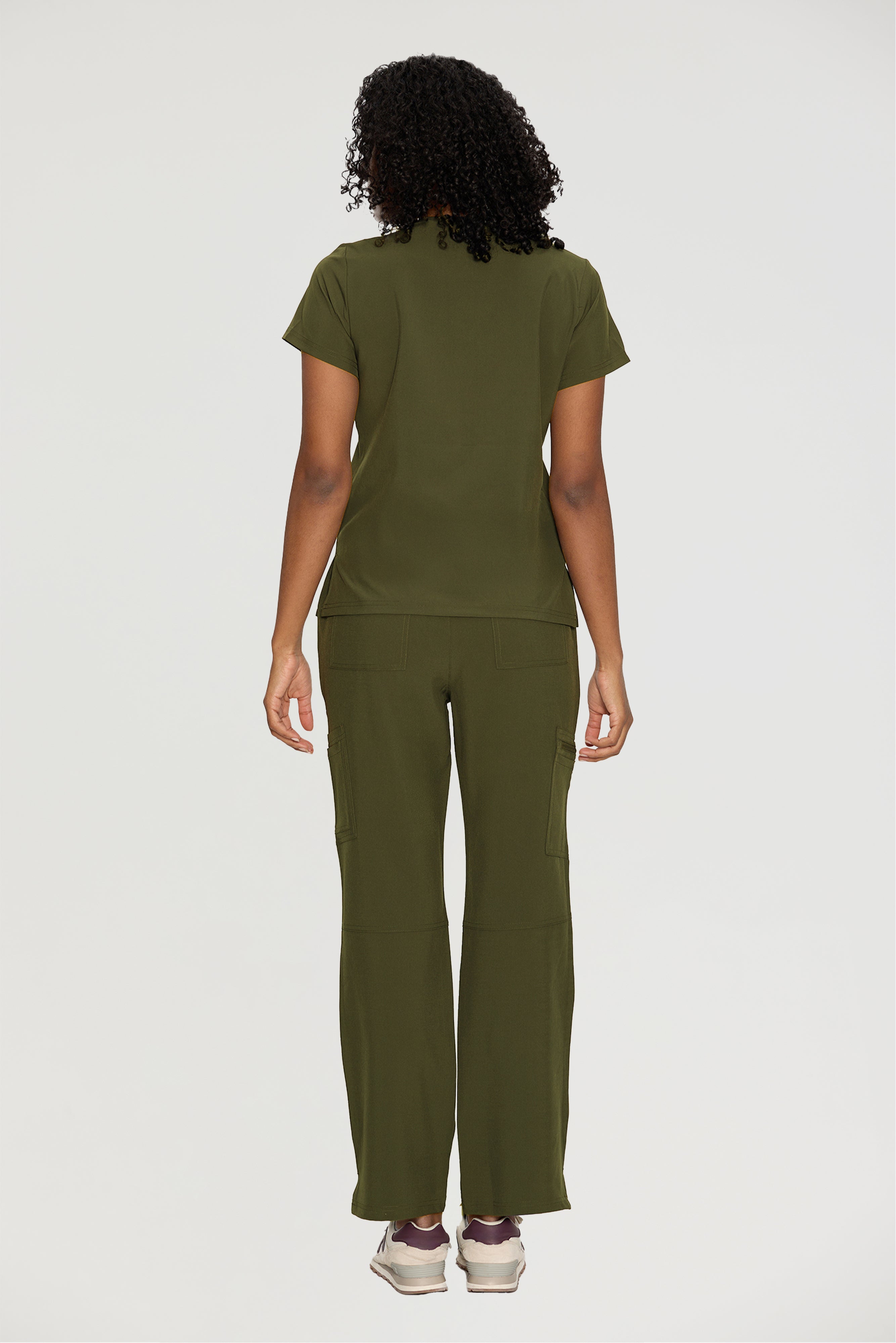Scrubs for Women, V-Neck Scrubs Top & Cargo Pants with 12 Pockets, Yoga Waistband, 4 Way Stretch