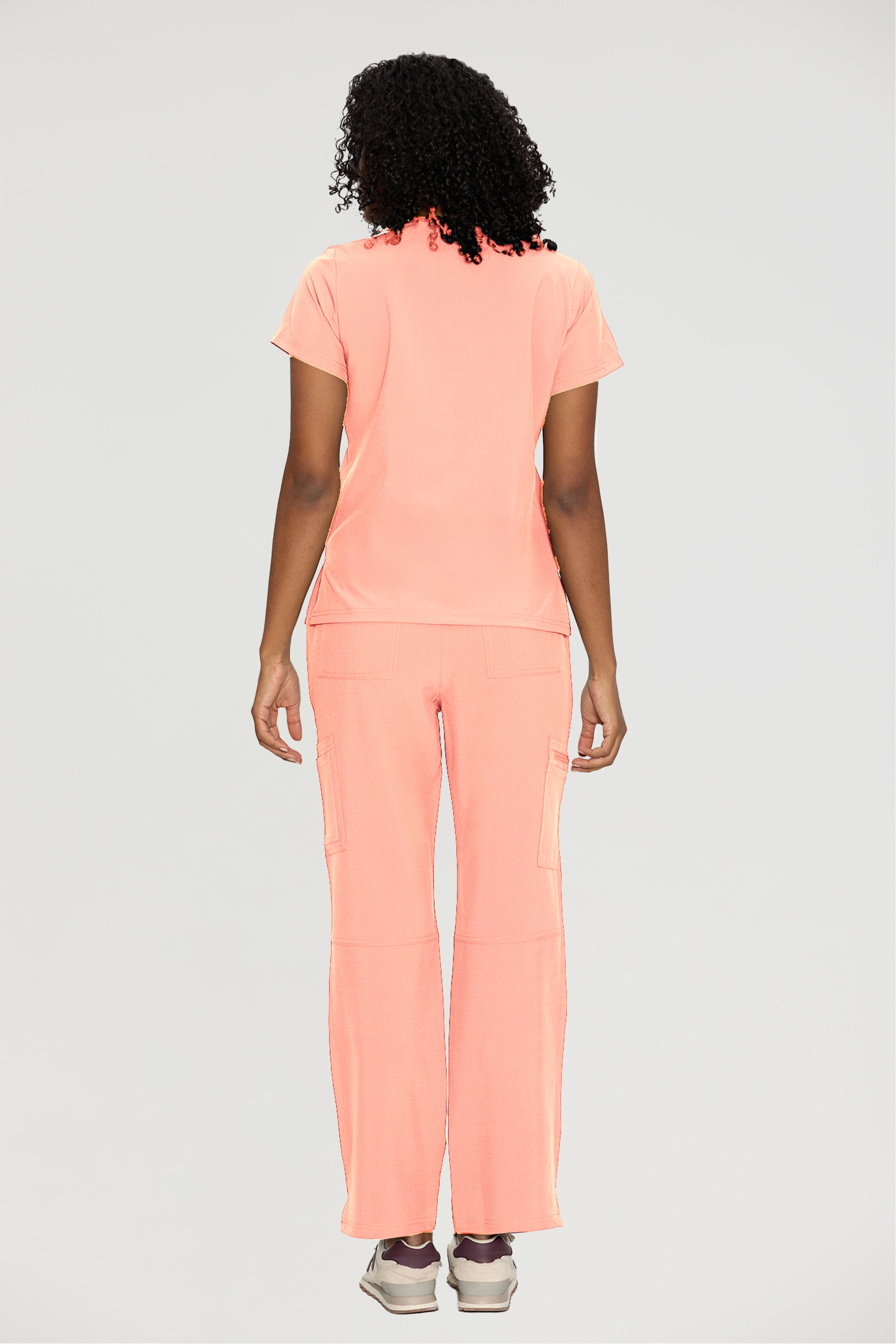 Scrubs for Women, V-Neck Scrubs Top & Cargo Pants with 12 Pockets, Yoga Waistband, 4 Way Stretch