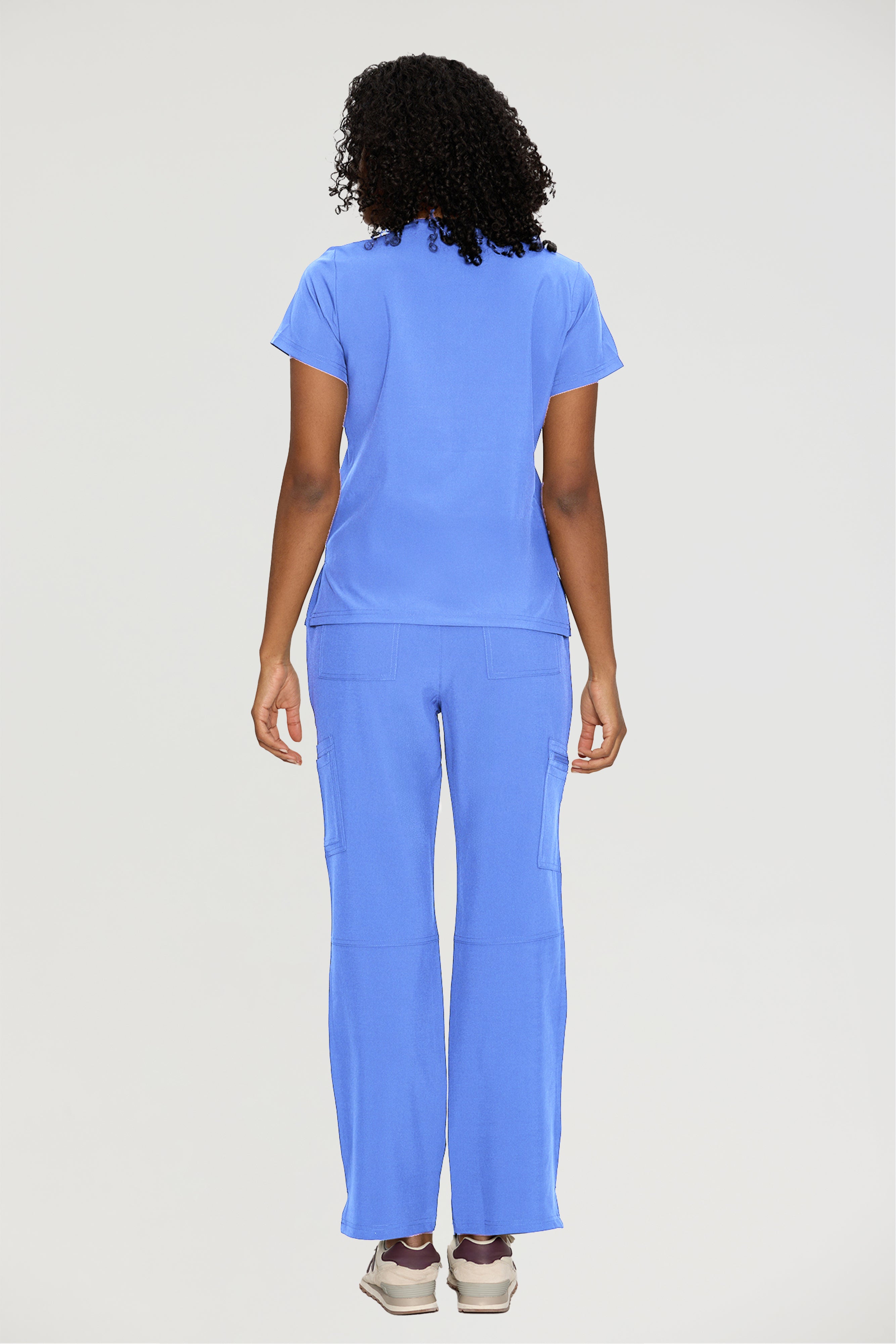 Scrubs for Women, V-Neck Scrubs Top & Cargo Pants with 12 Pockets, Yoga Waistband, 4 Way Stretch