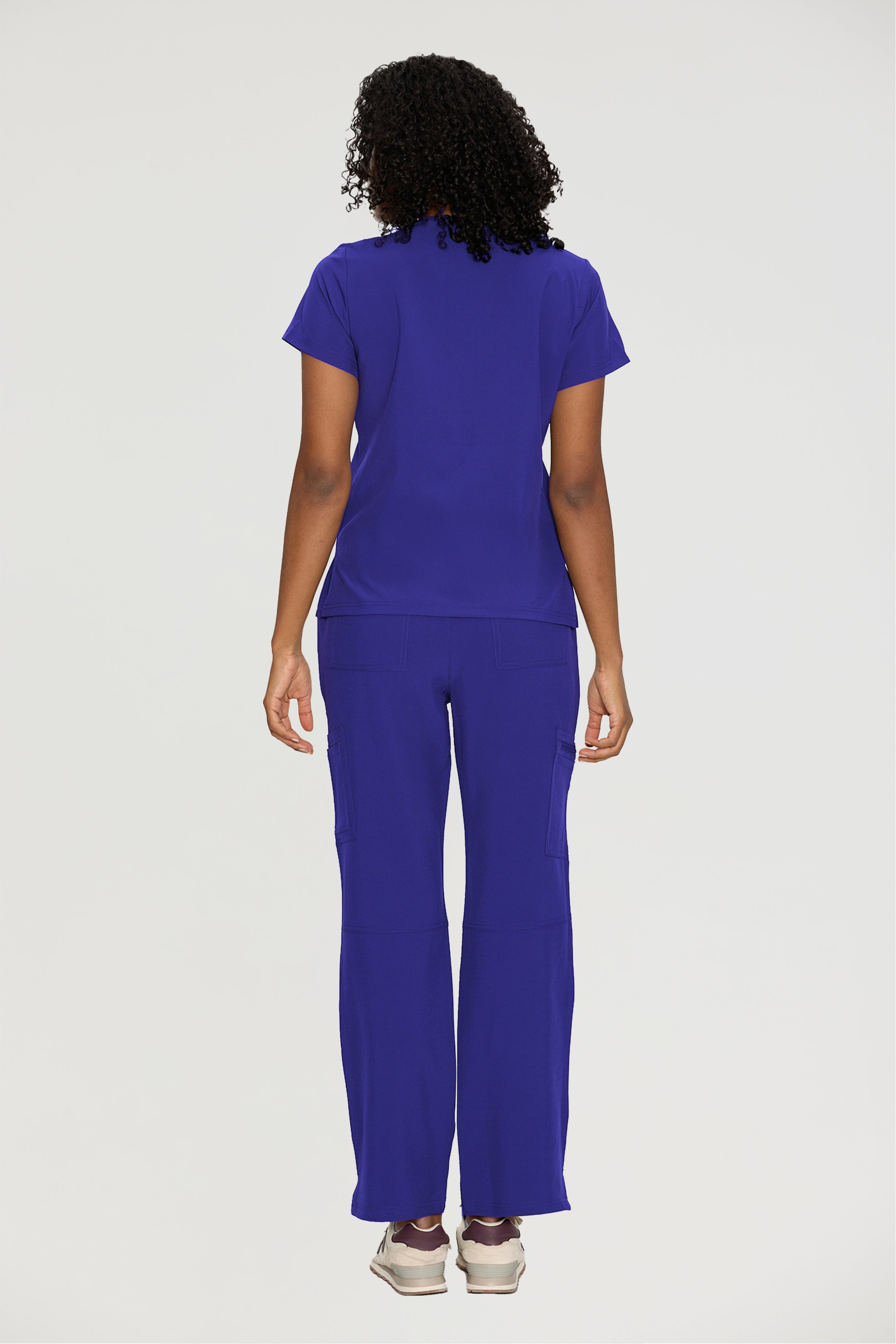 Scrubs for Women, V-Neck Scrubs Top & Cargo Pants with 12 Pockets, Yoga Waistband, 4 Way Stretch