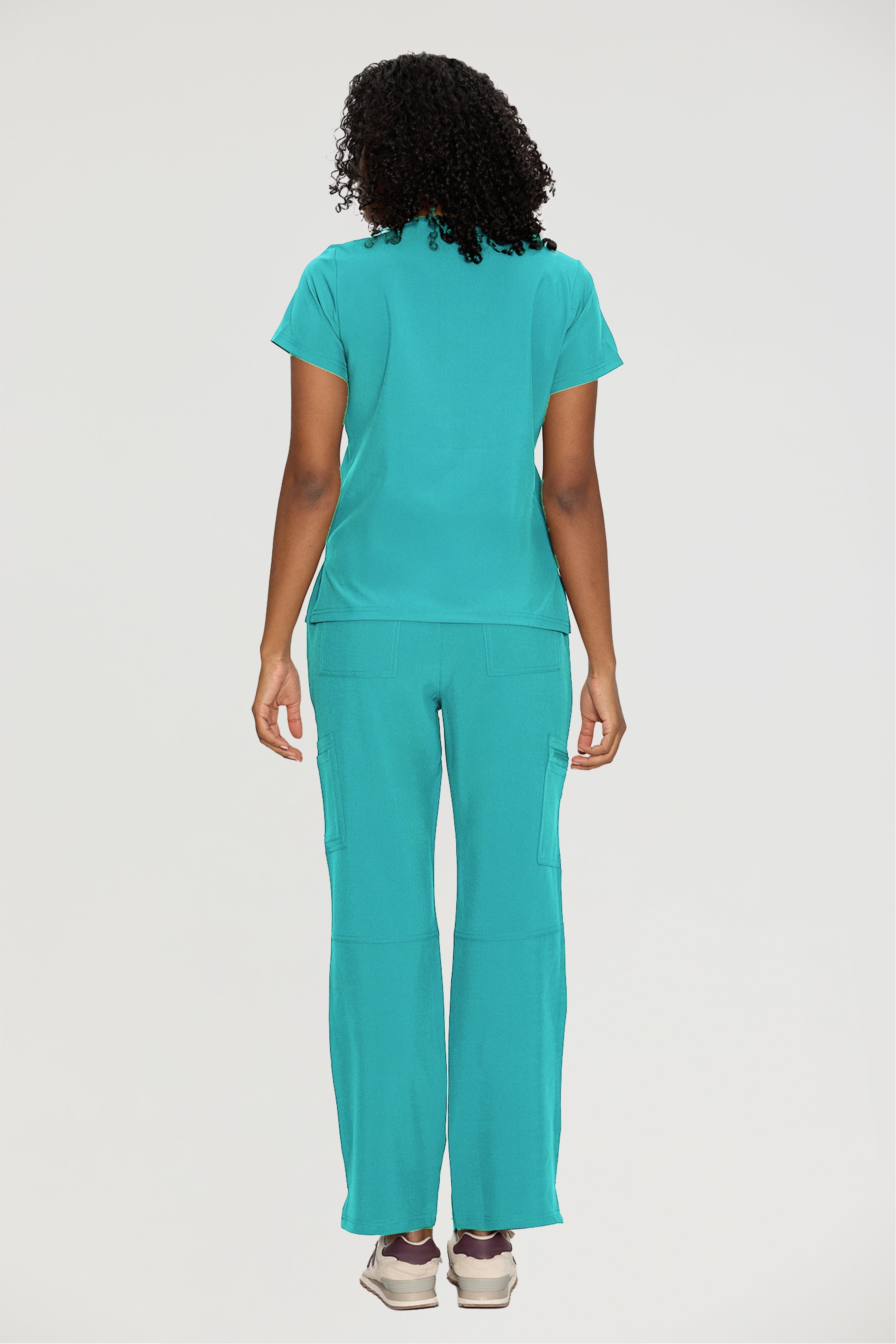 Scrubs for Women, V-Neck Scrubs Top & Cargo Pants with 12 Pockets, Yoga Waistband, 4 Way Stretch
