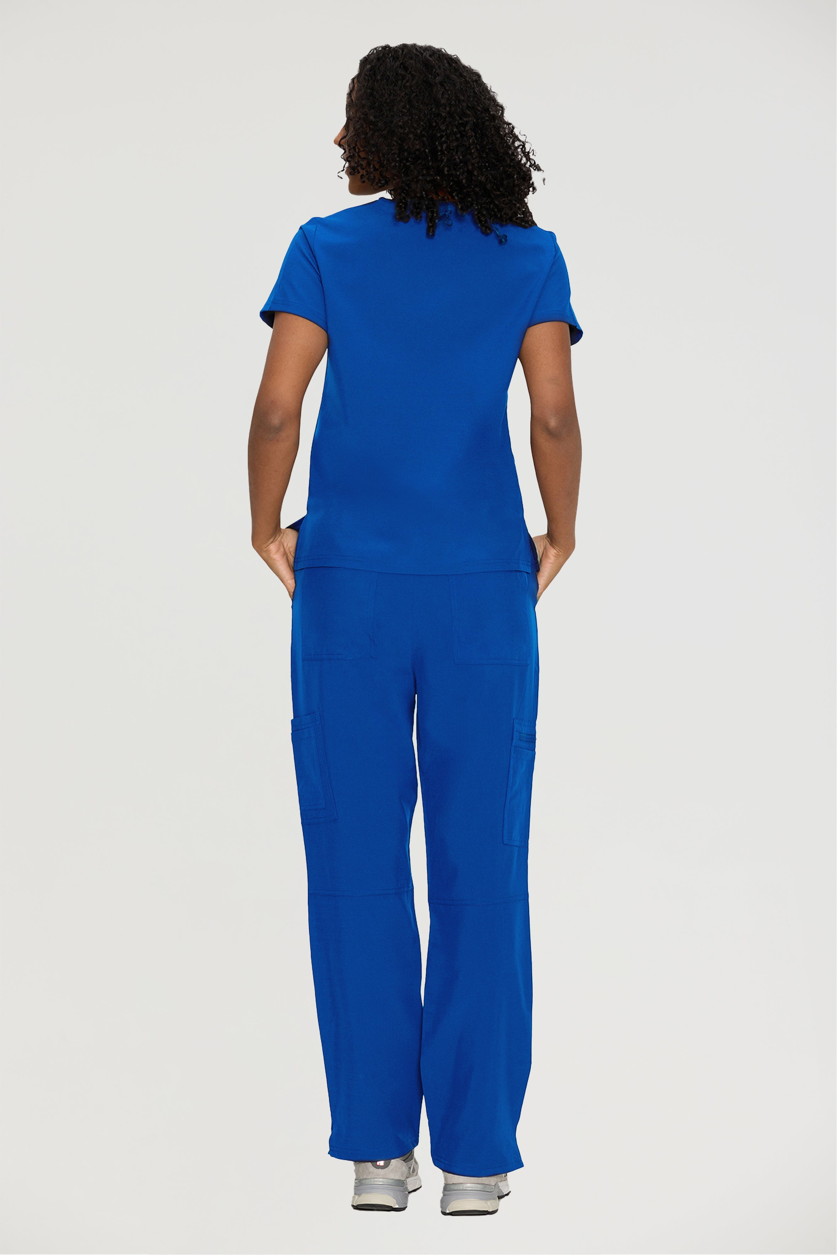 Scrubs for Women, V-Neck Scrubs Top & Cargo Pants with 12 Pockets, Yoga Waistband, 4 Way Stretch