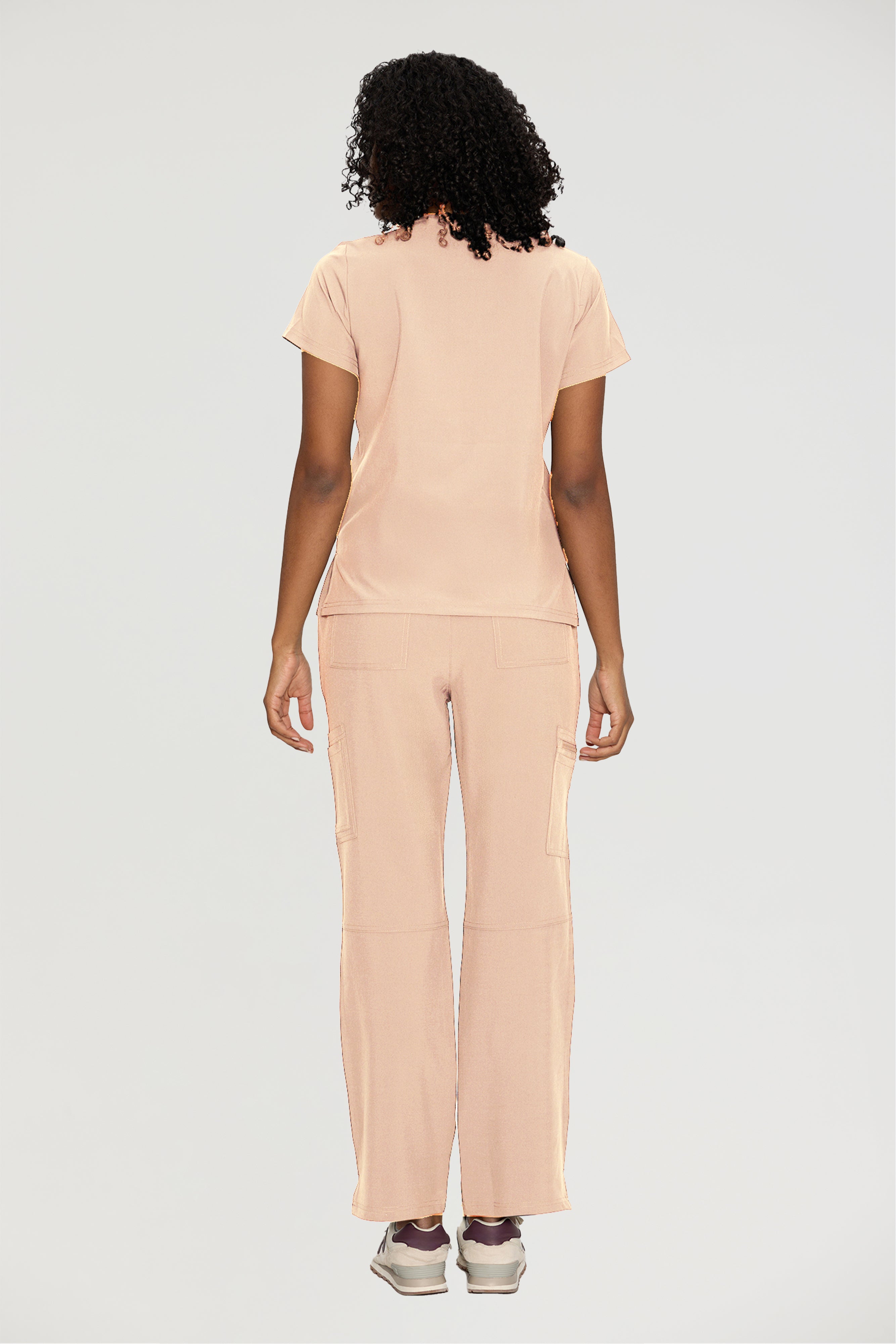 Scrubs for Women, V-Neck Scrubs Top & Cargo Pants with 12 Pockets, Yoga Waistband, 4 Way Stretch