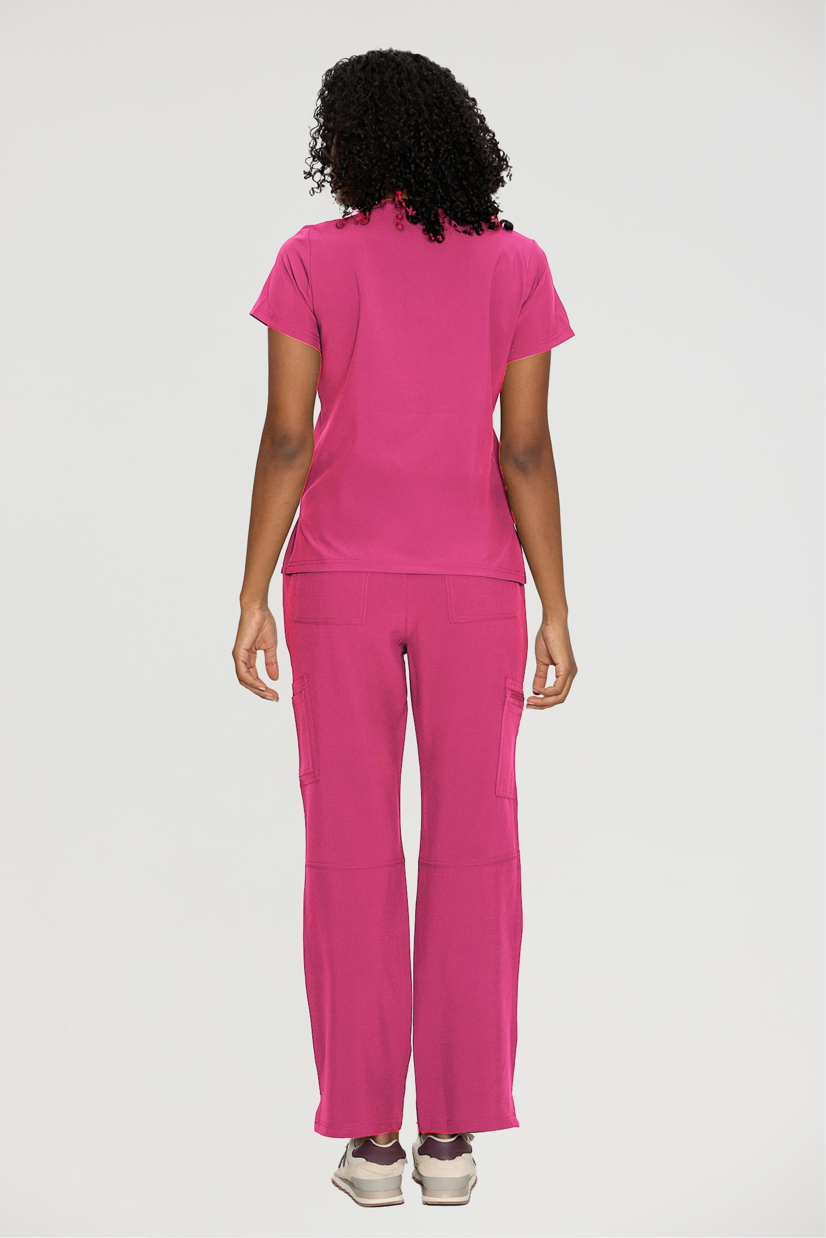 Scrubs for Women, V-Neck Scrubs Top & Cargo Pants with 12 Pockets, Yoga Waistband, 4 Way Stretch