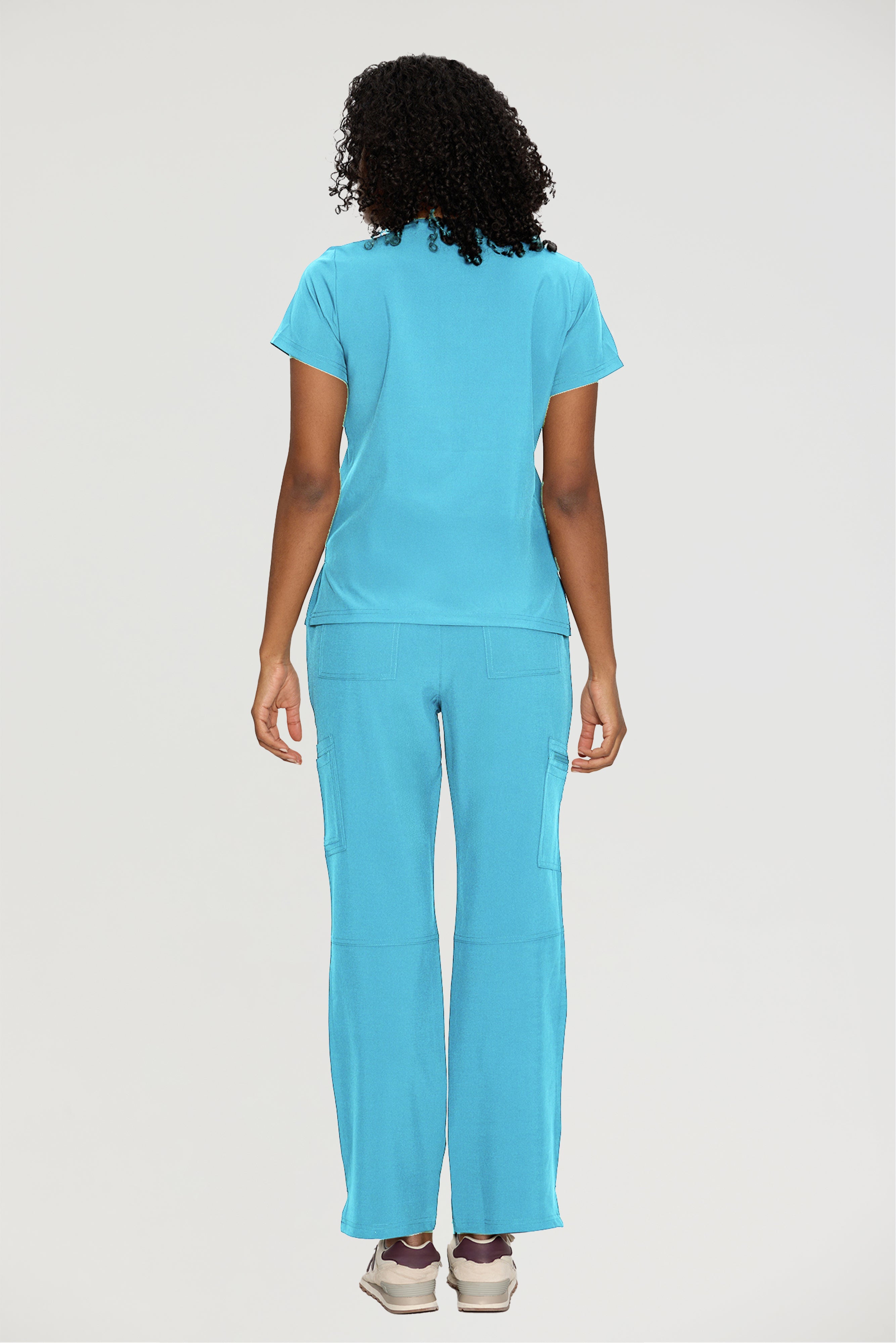 Scrubs for Women, V-Neck Scrubs Top & Cargo Pants with 12 Pockets, Yoga Waistband, 4 Way Stretch