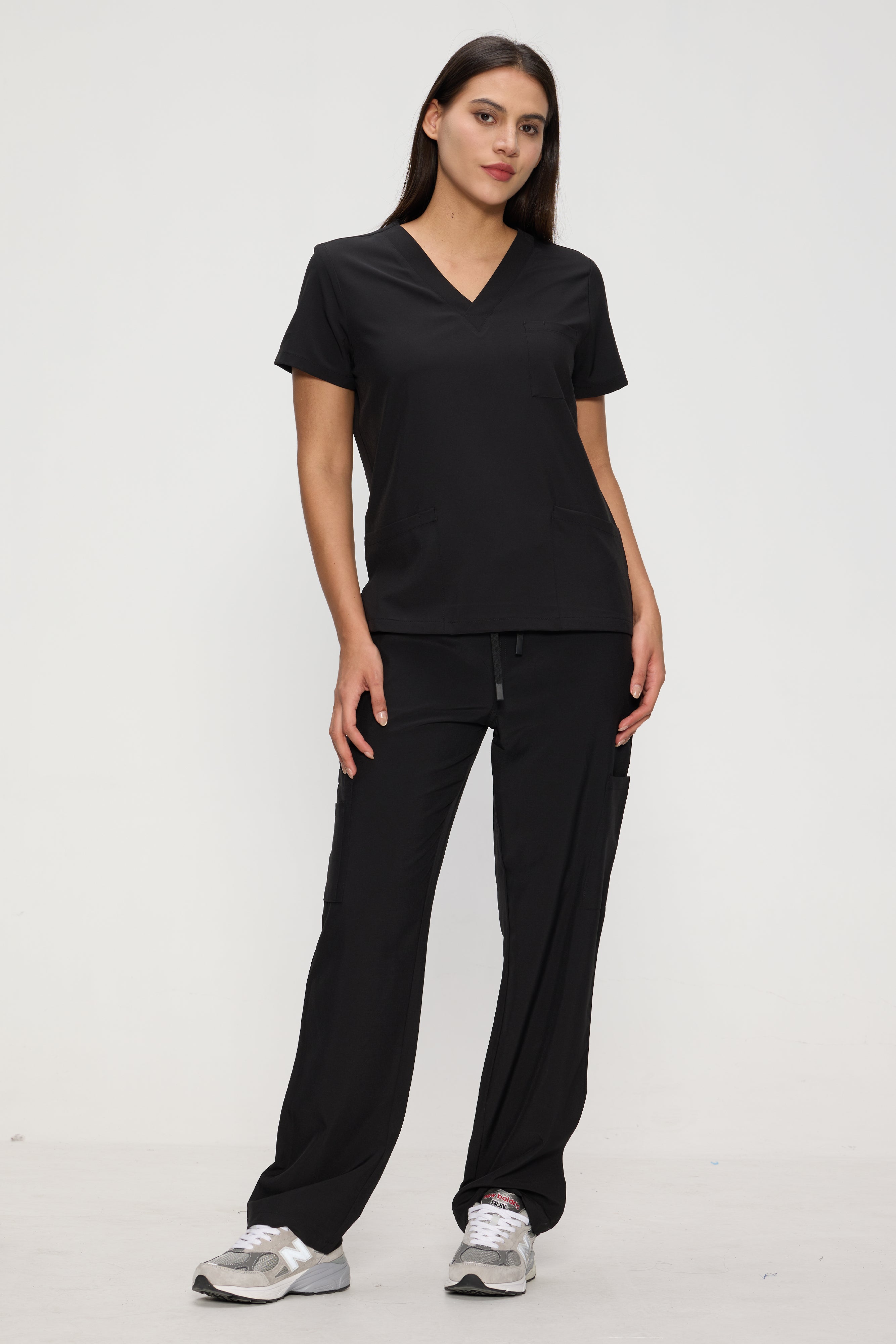 Scrubs for Women Set, Medical Women Scrubs, V-Neck Top and Straight Leg Pants with 11 Pockets (Relaxed Fit)