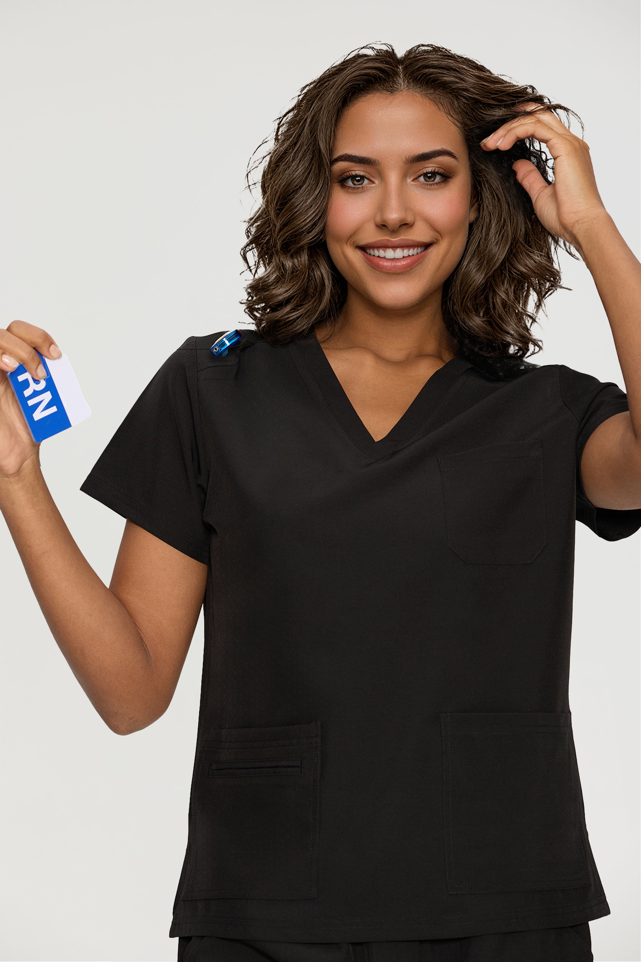 Scrubs for Women, V-Neck Scrubs Top & Cargo Pants with 12 Pockets, Yoga Waistband, 4 Way Stretch