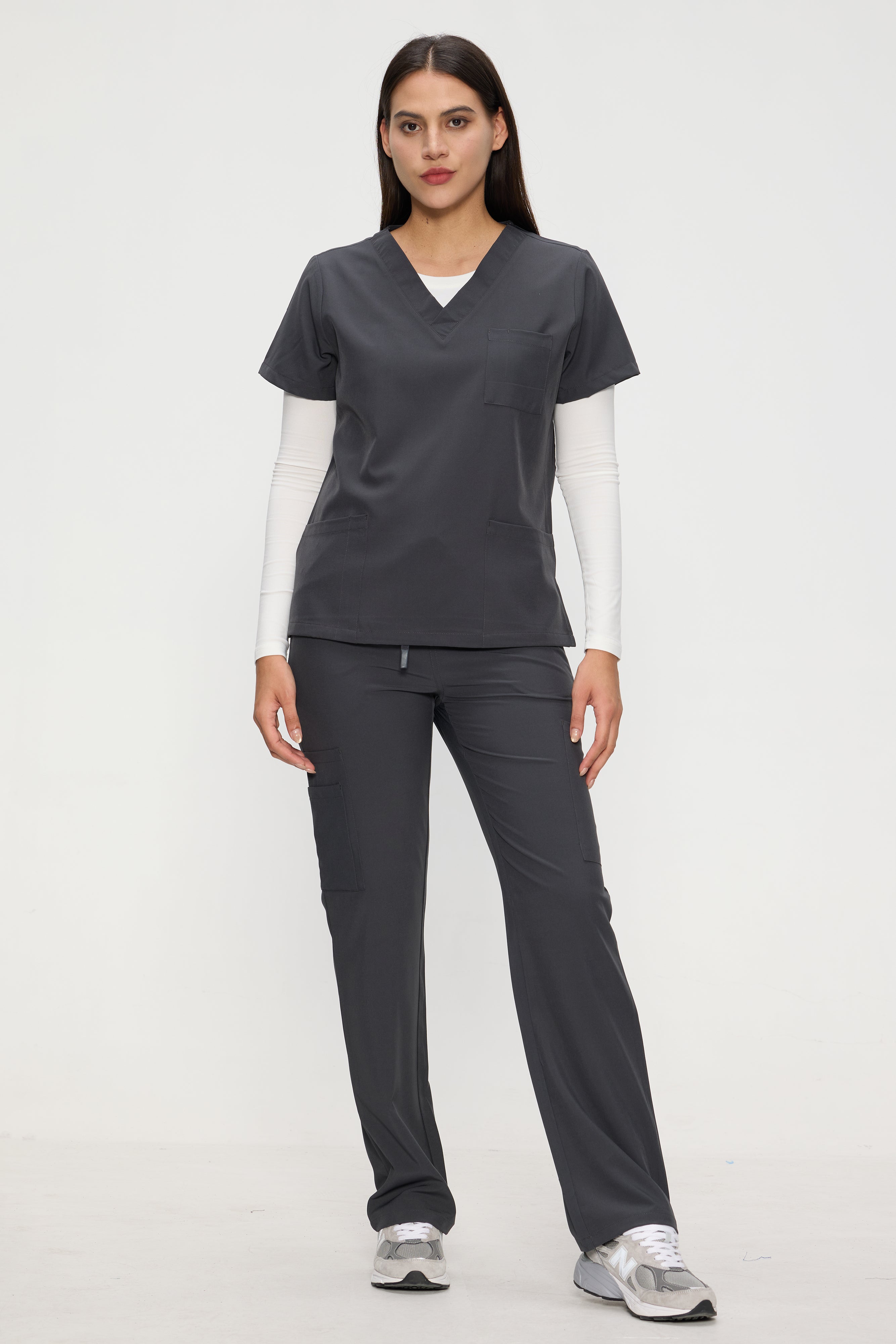 Scrubs for Women Set, Medical Women Scrubs, V-Neck Top and Straight Leg Pants with 11 Pockets (Relaxed Fit)