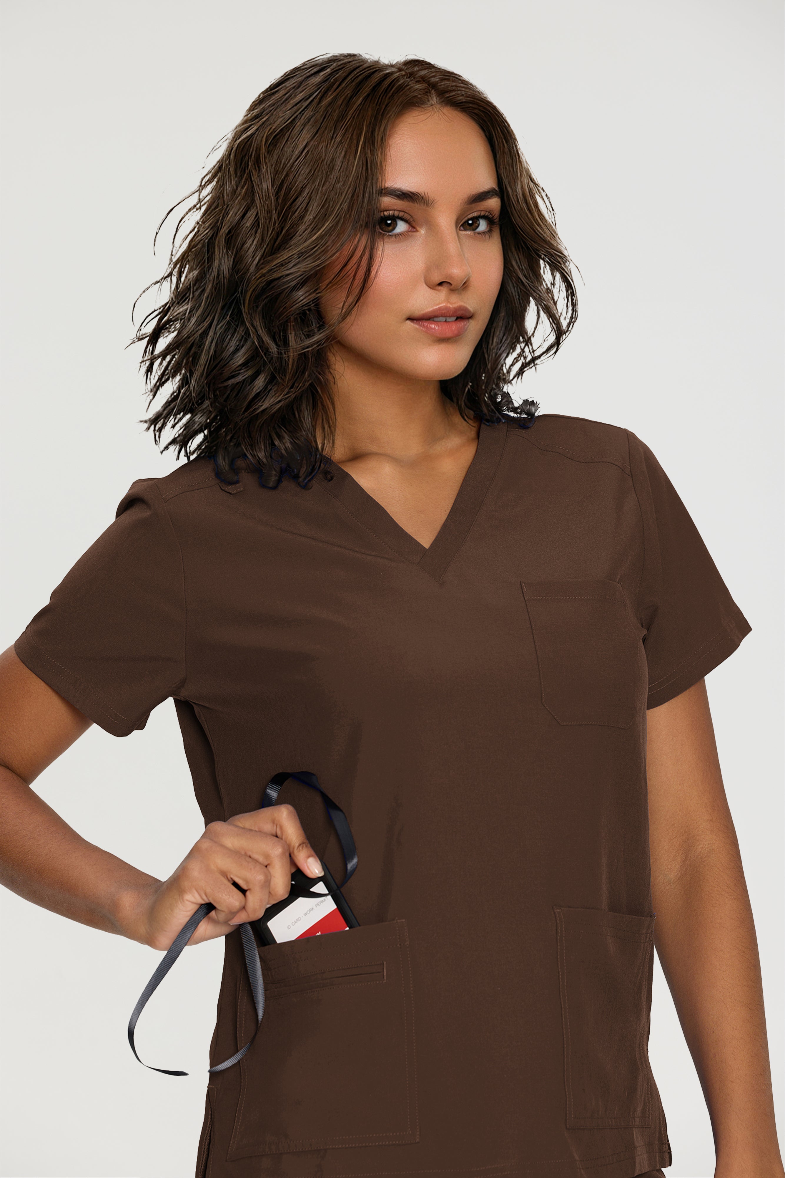 Scrubs for Women, V-Neck Scrubs Top & Cargo Pants with 12 Pockets, Yoga Waistband, 4 Way Stretch