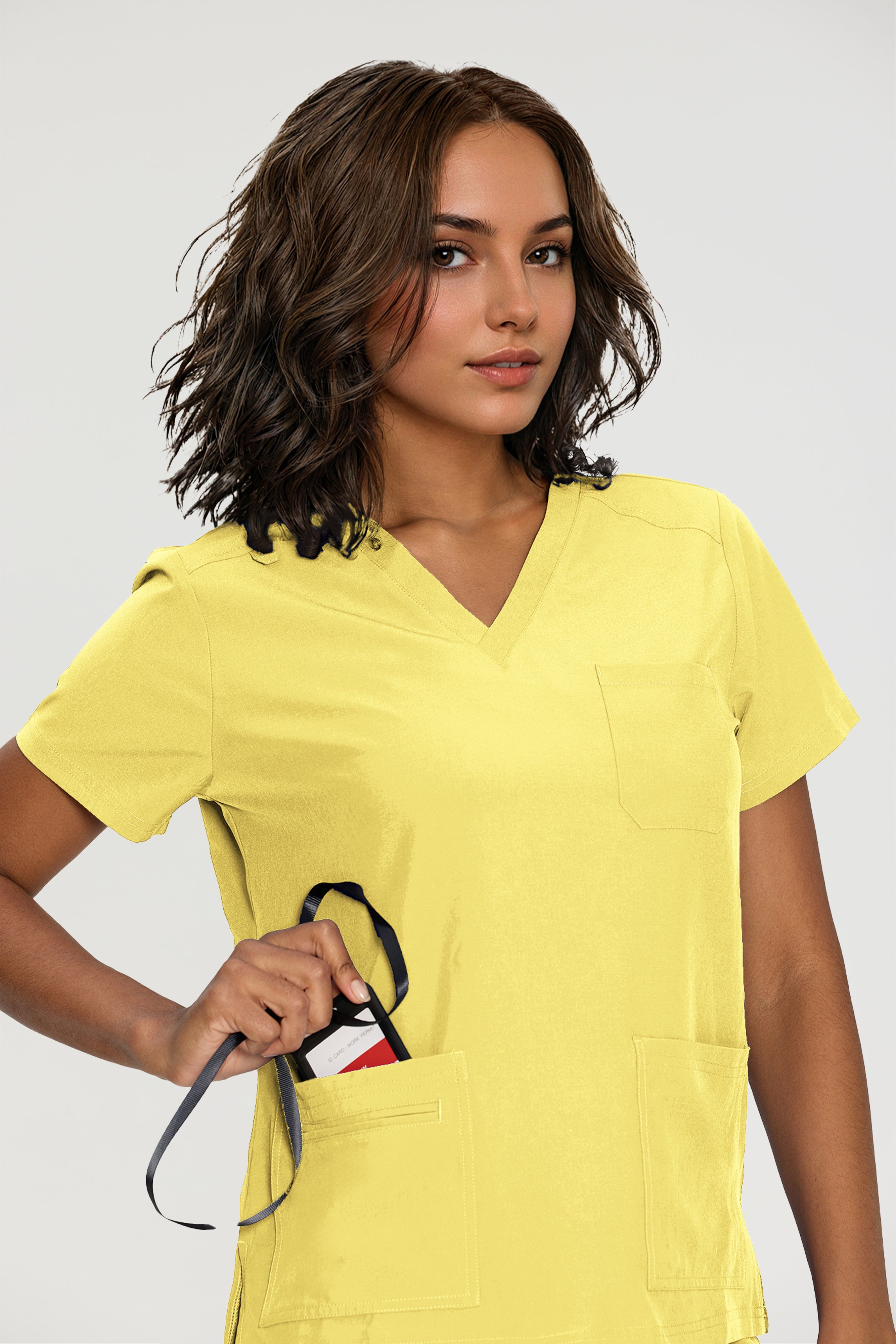 Scrubs for Women, V-Neck Scrubs Top & Cargo Pants with 12 Pockets, Yoga Waistband, 4 Way Stretch