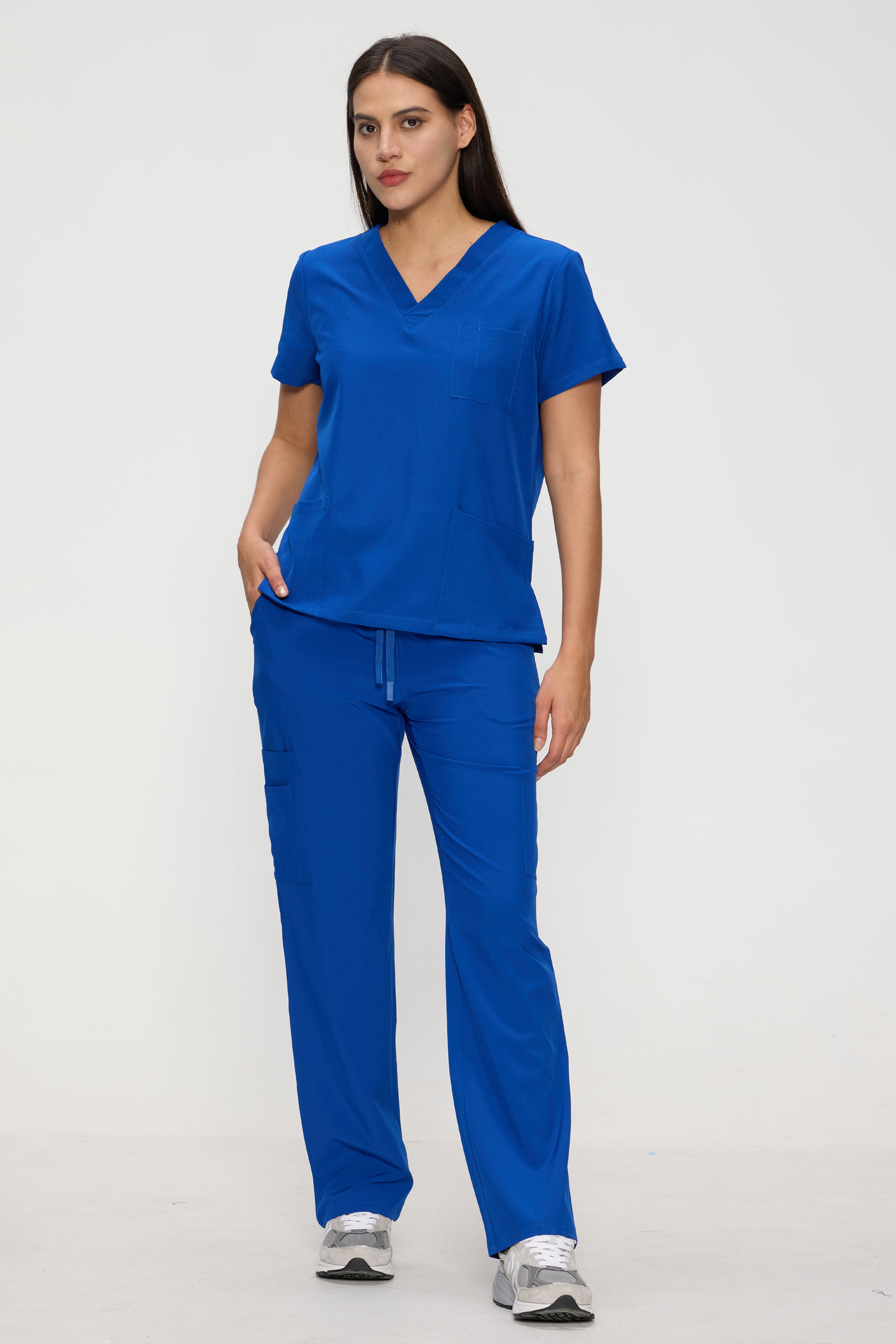 Scrubs for Women Set, Medical Women Scrubs, V-Neck Top and Straight Leg Pants with 11 Pockets (Relaxed Fit)
