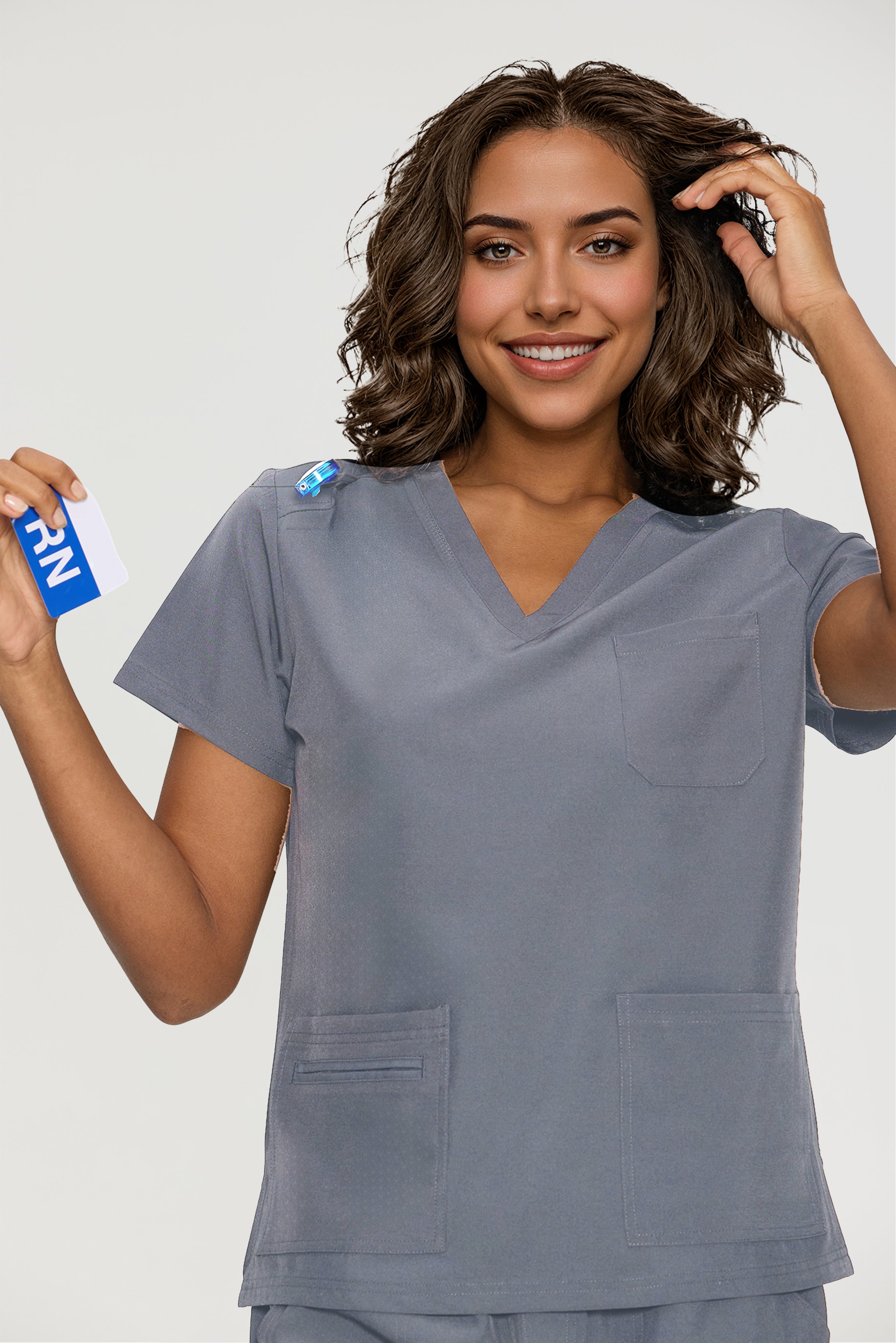 Scrubs for Women, V-Neck Scrubs Top & Cargo Pants with 12 Pockets, Yoga Waistband, 4 Way Stretch