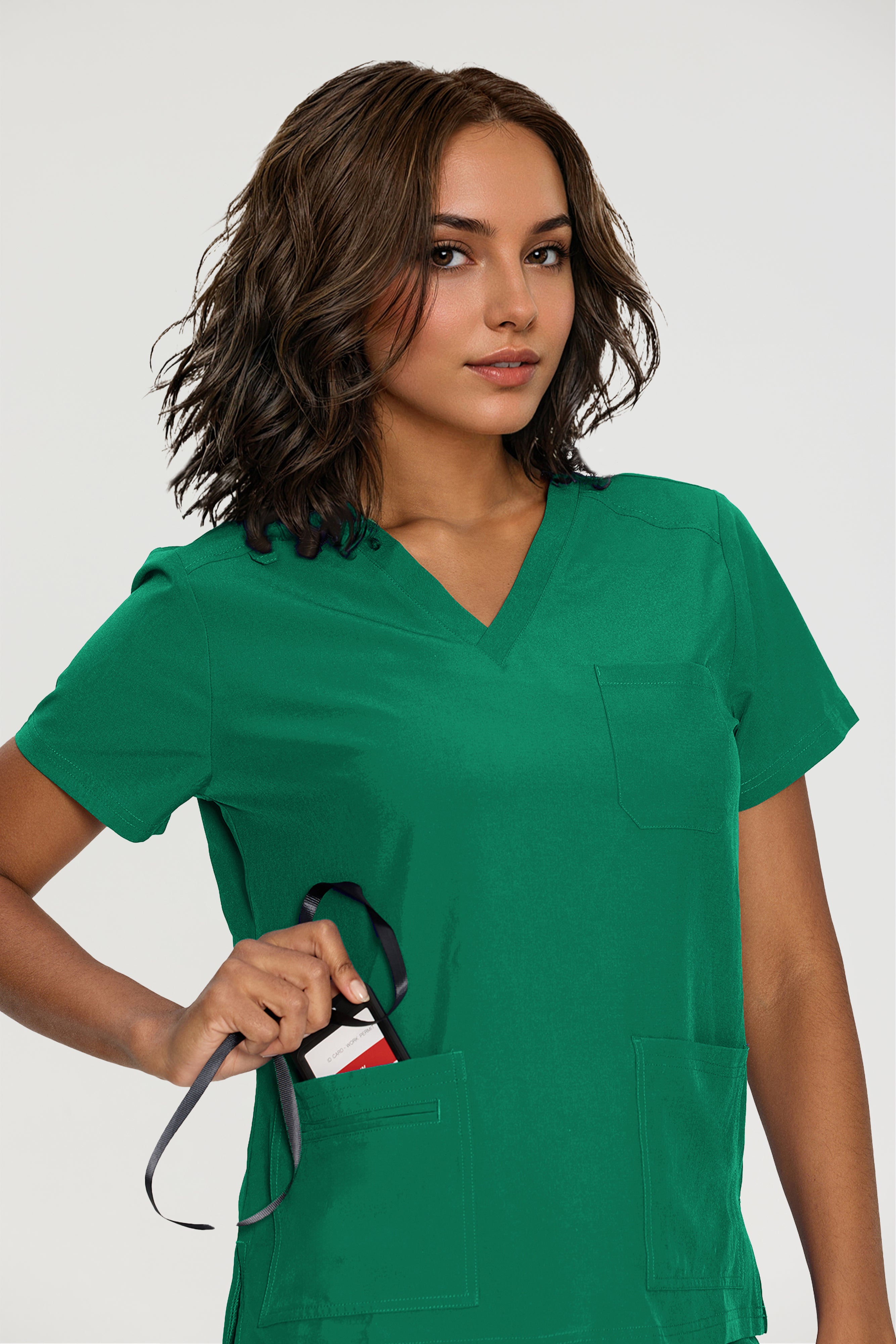 Scrubs for Women, V-Neck Scrubs Top & Cargo Pants with 12 Pockets, Yoga Waistband, 4 Way Stretch