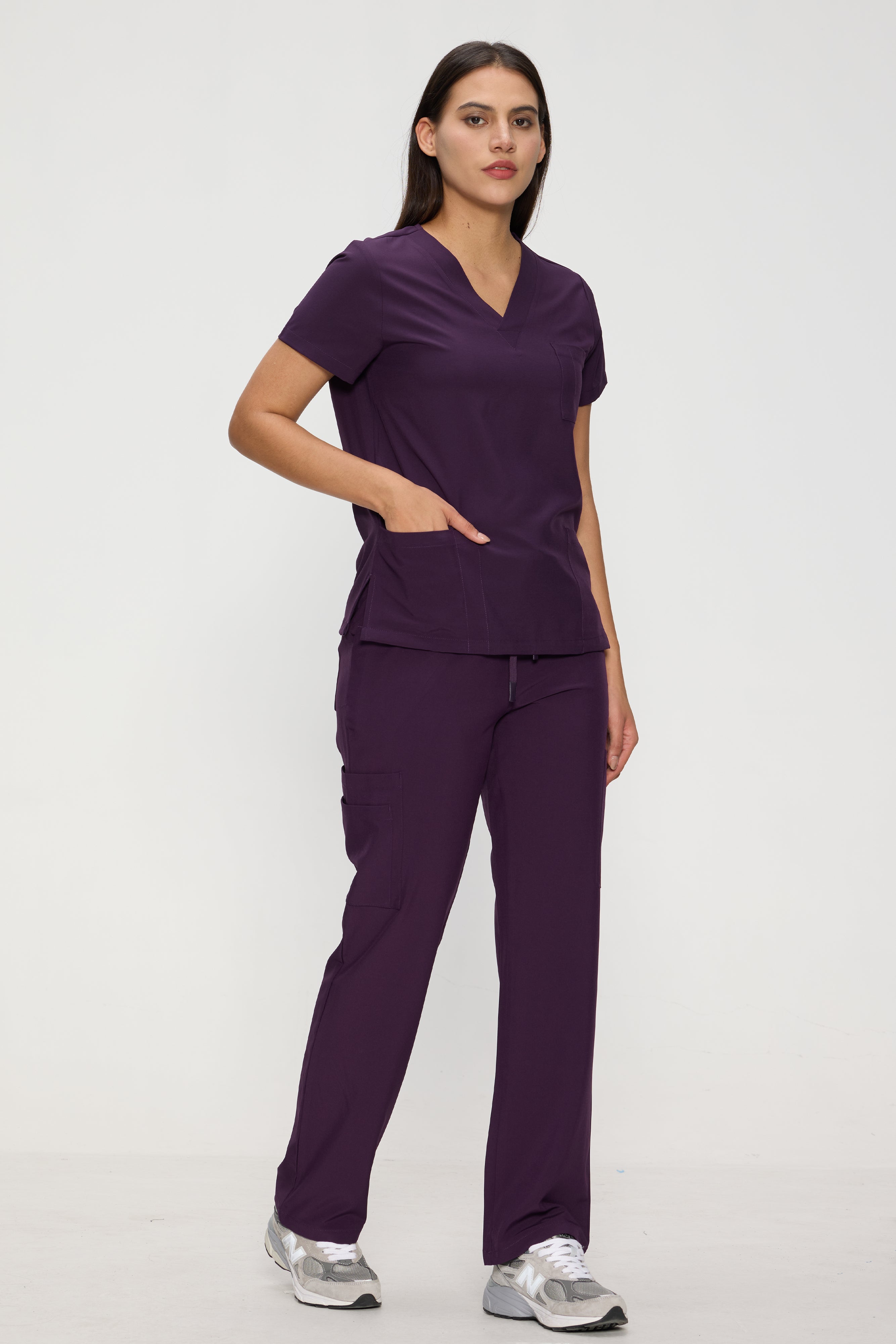 Scrubs for Women Set, Medical Women Scrubs, V-Neck Top and Straight Leg Pants with 11 Pockets (Relaxed Fit)