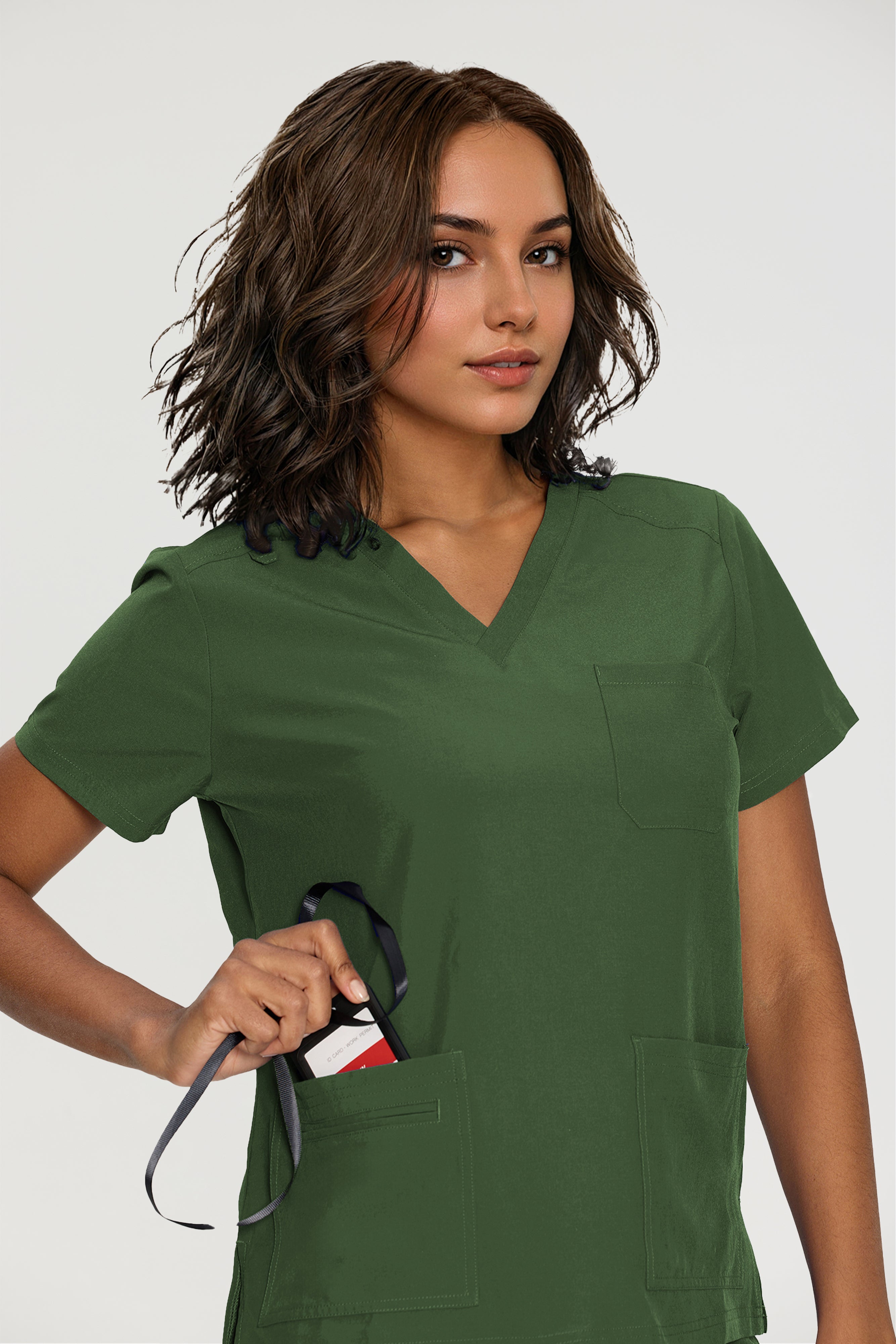 Scrubs for Women, V-Neck Scrubs Top & Cargo Pants with 12 Pockets, Yoga Waistband, 4 Way Stretch