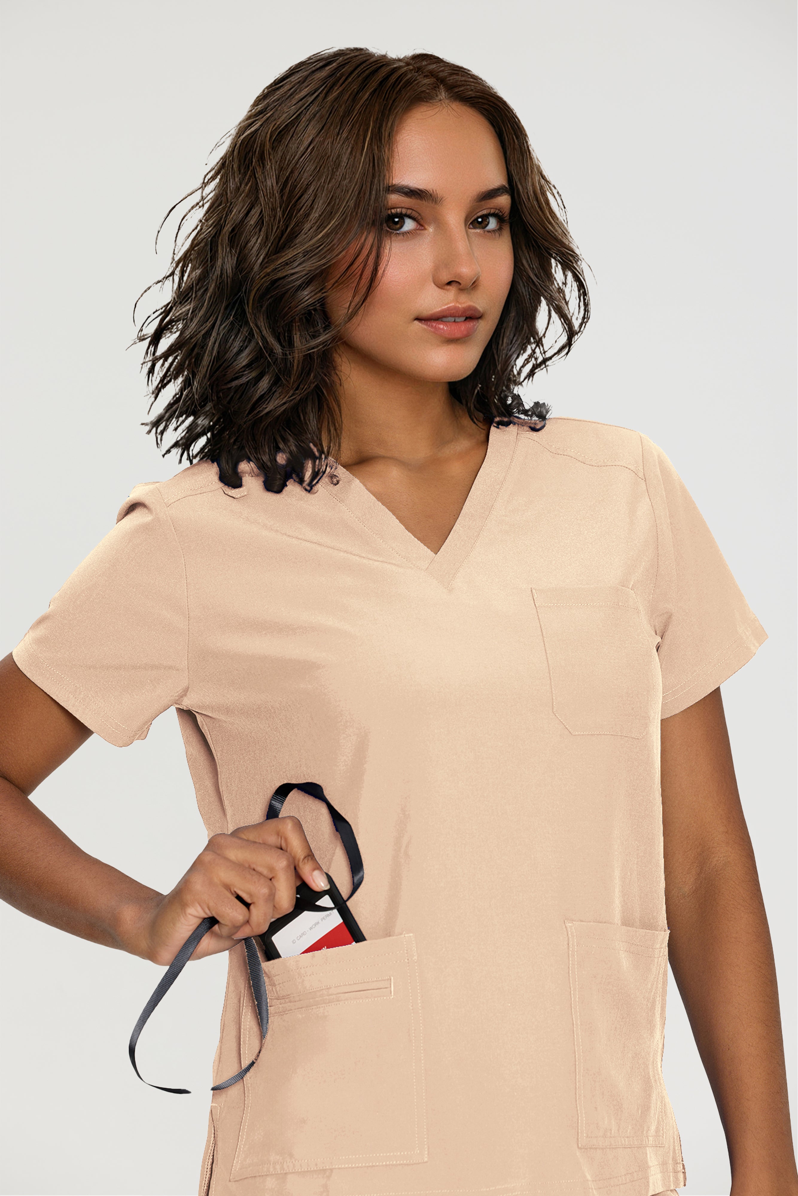 Scrubs for Women, V-Neck Scrubs Top & Cargo Pants with 12 Pockets, Yoga Waistband, 4 Way Stretch