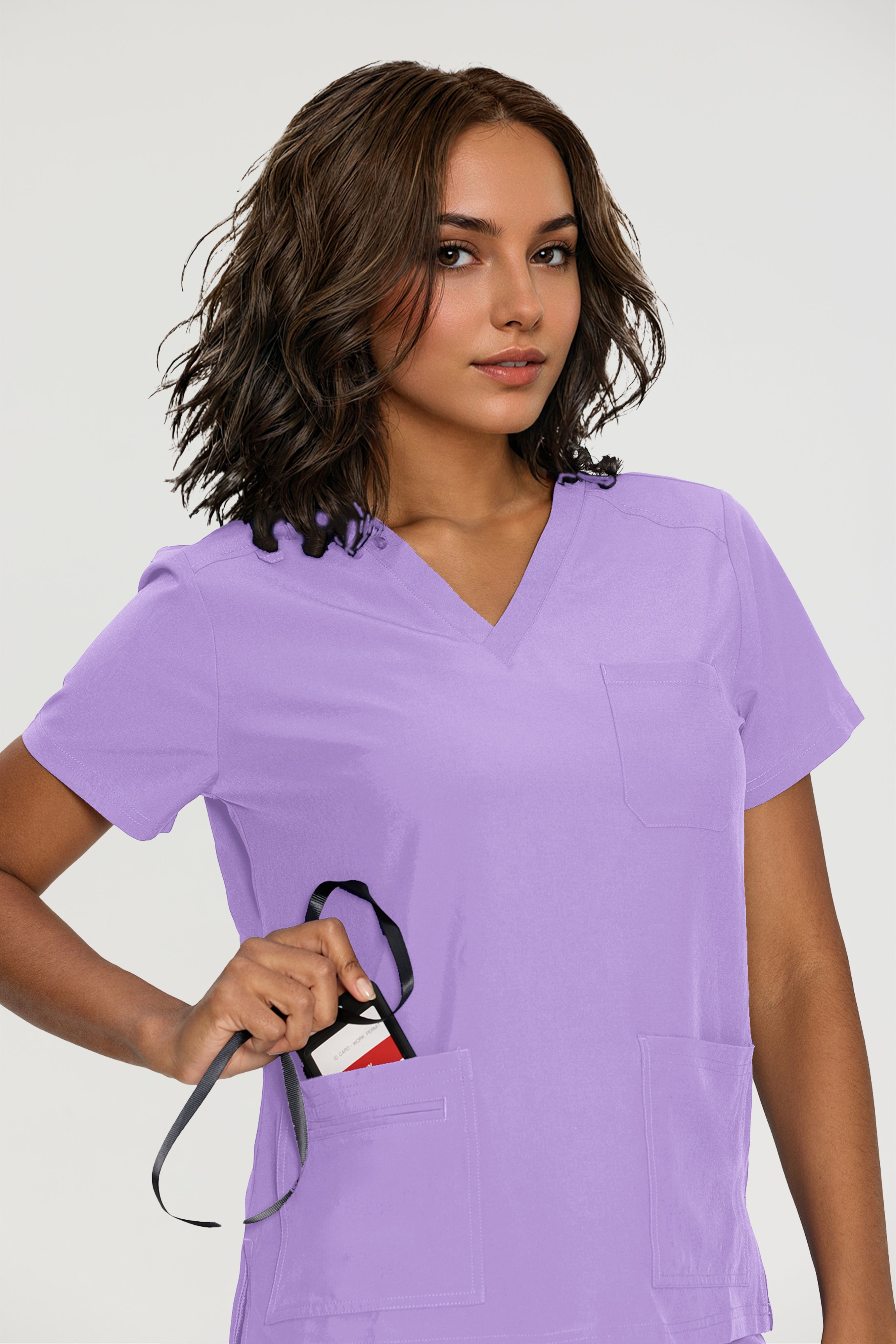 Scrubs for Women, V-Neck Scrubs Top & Cargo Pants with 12 Pockets, Yoga Waistband, 4 Way Stretch