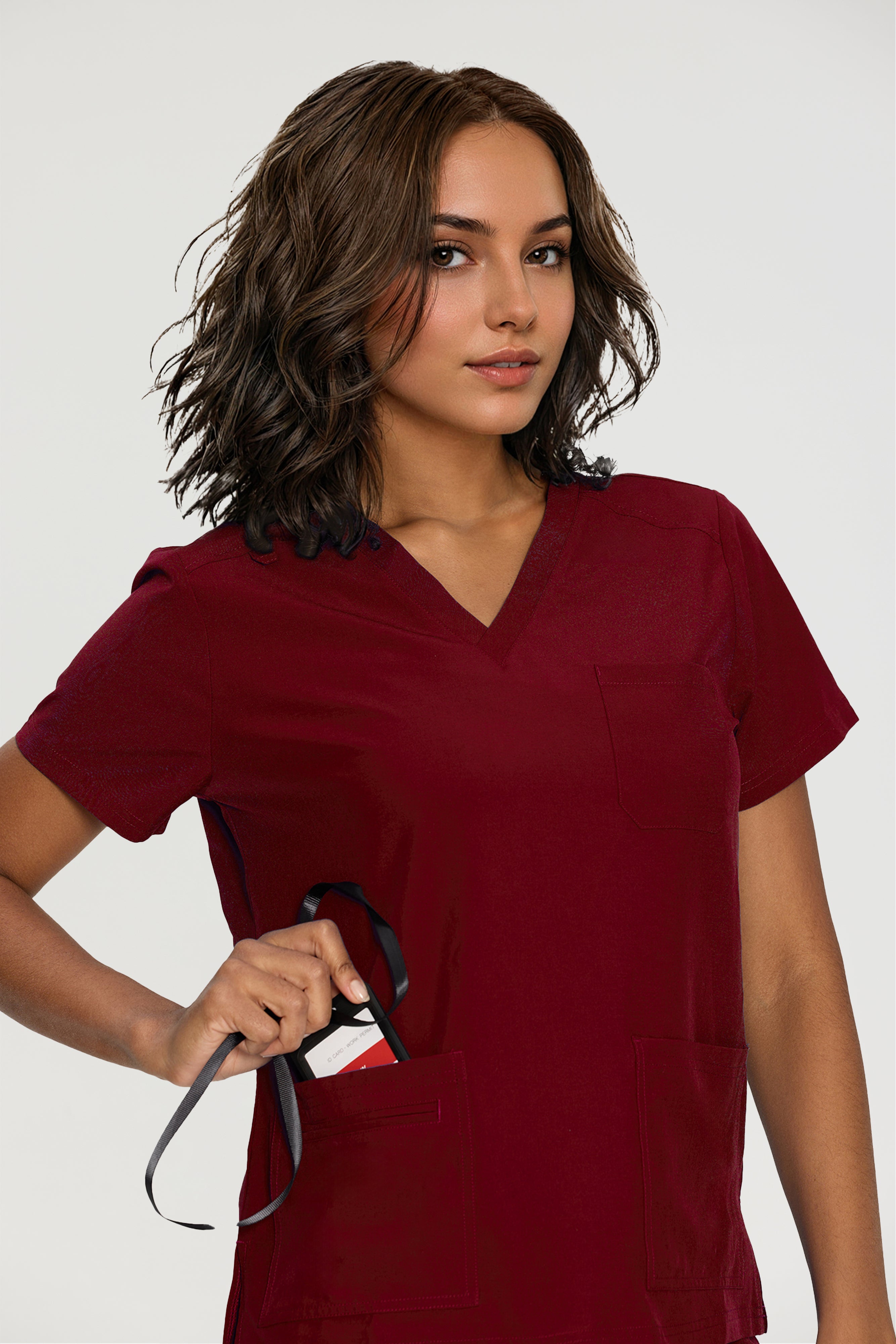 Scrubs for Women, V-Neck Scrubs Top & Cargo Pants with 12 Pockets, Yoga Waistband, 4 Way Stretch