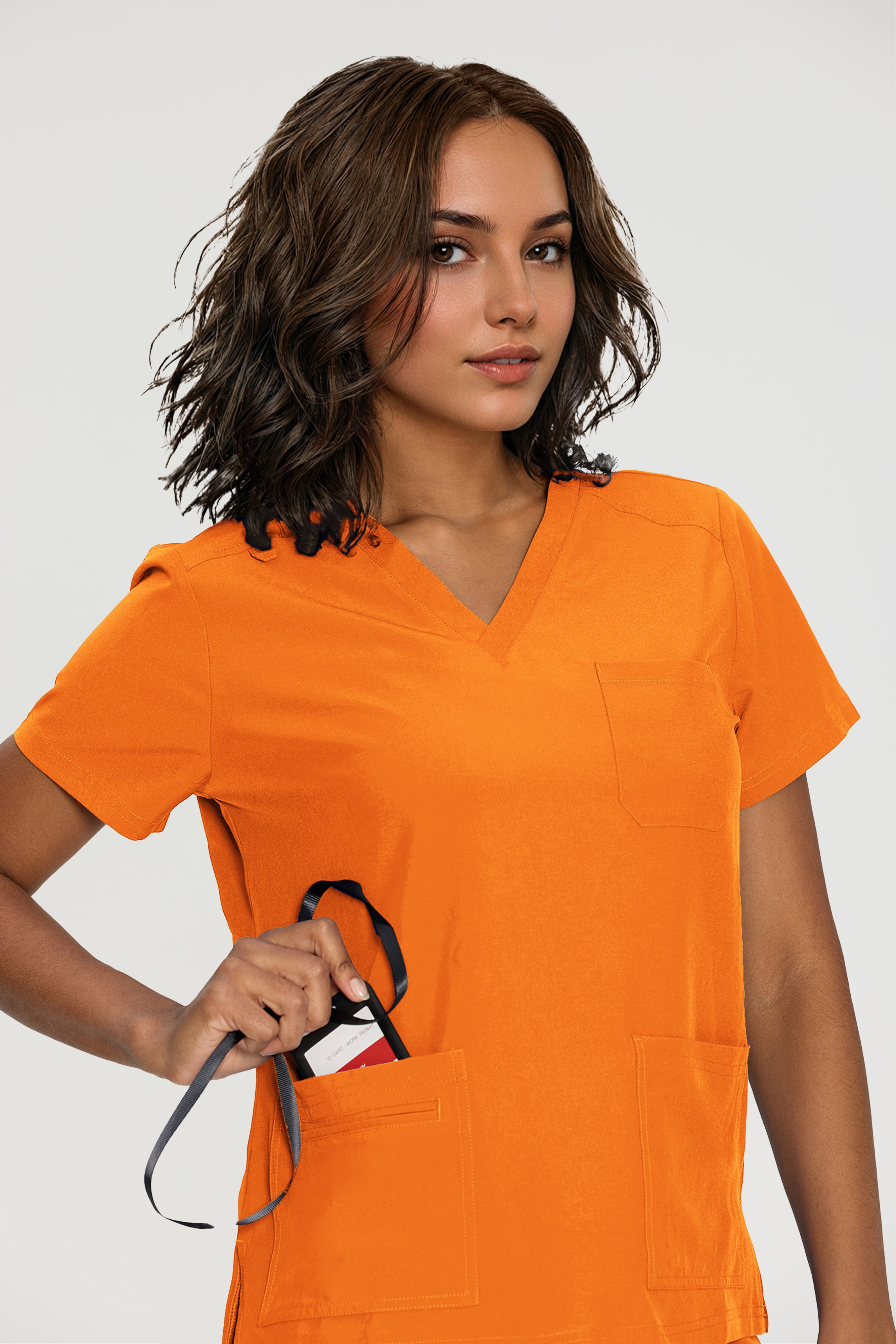Scrubs for Women, V-Neck Scrubs Top & Cargo Pants with 12 Pockets, Yoga Waistband, 4 Way Stretch