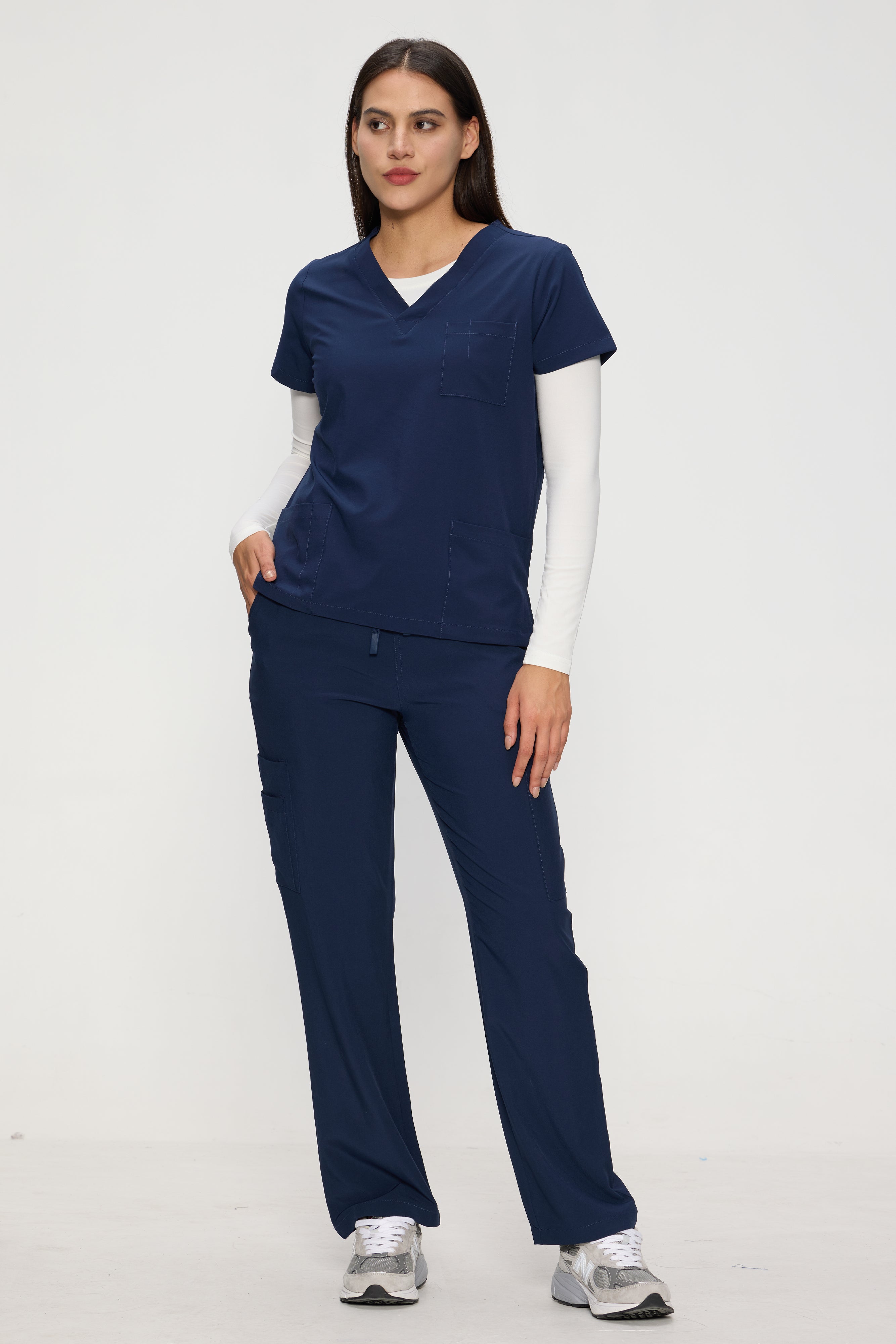 Scrubs for Women Set, Medical Women Scrubs, V-Neck Top and Straight Leg Pants with 11 Pockets (Relaxed Fit)
