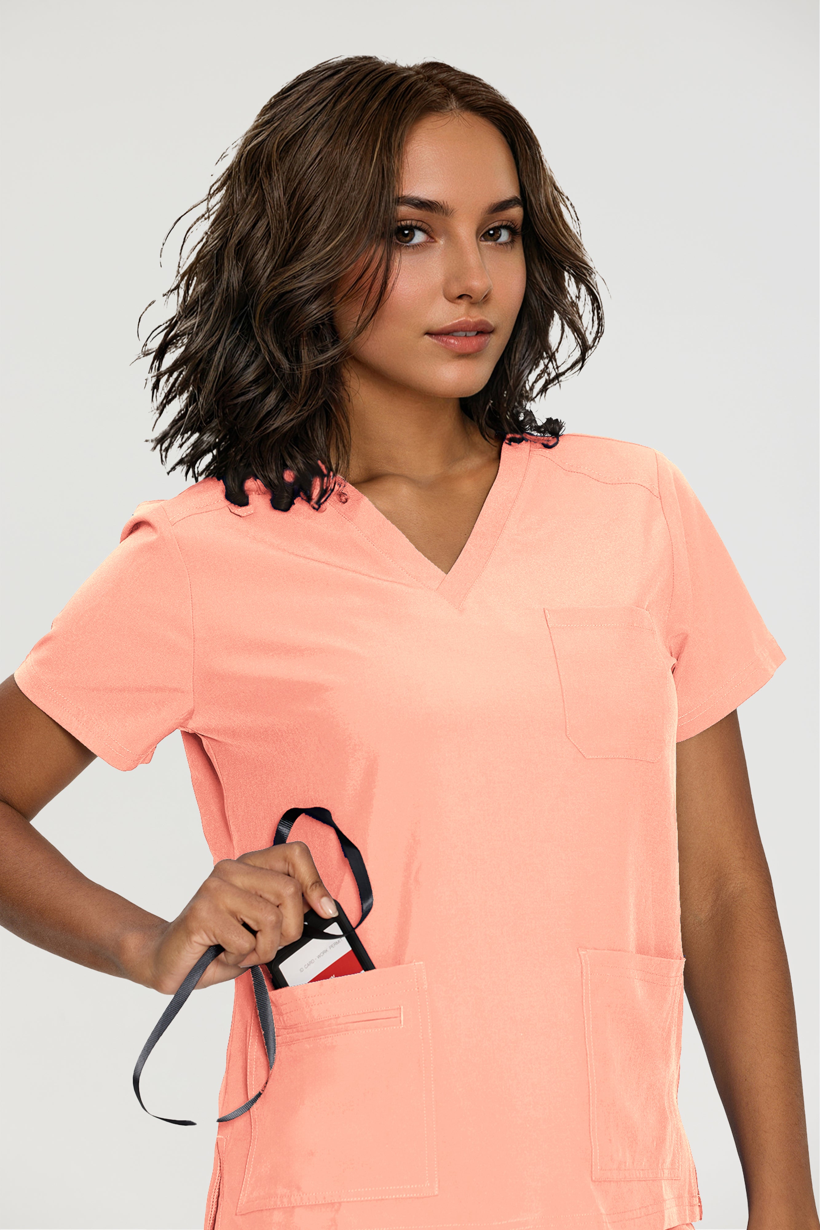 Scrubs for Women, V-Neck Scrubs Top & Cargo Pants with 12 Pockets, Yoga Waistband, 4 Way Stretch