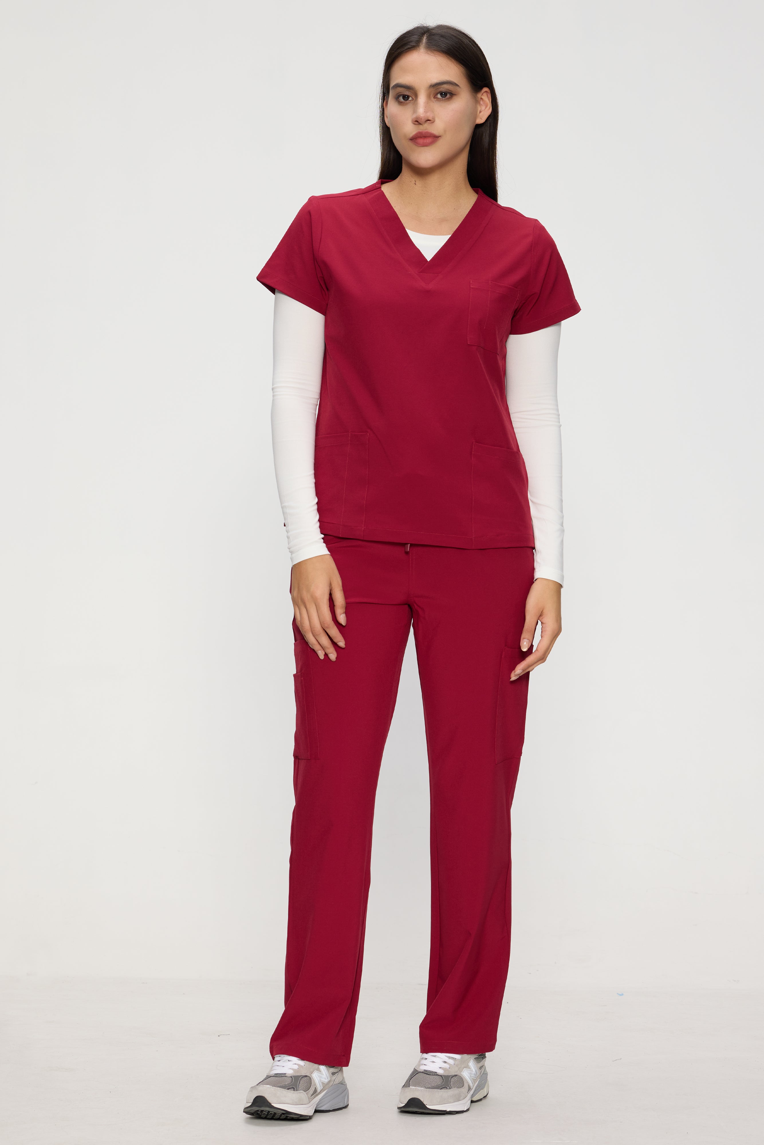 Scrubs for Women Set, Medical Women Scrubs, V-Neck Top and Straight Leg Pants with 11 Pockets (Relaxed Fit)