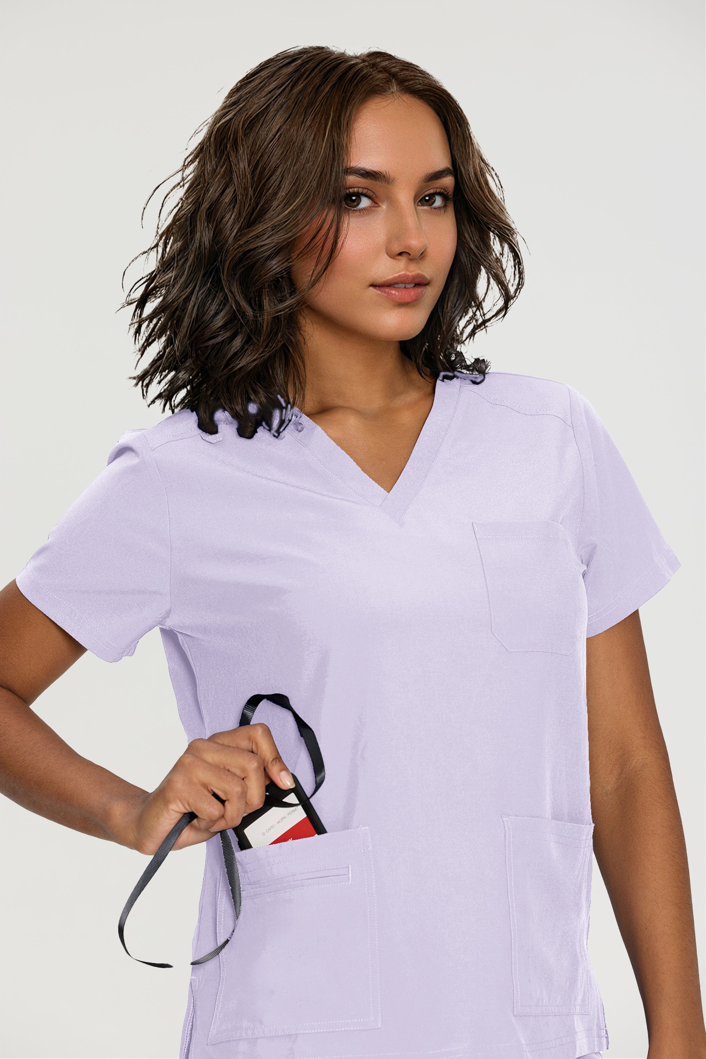 Scrubs for Women, V-Neck Scrubs Top & Cargo Pants with 12 Pockets, Yoga Waistband, 4 Way Stretch