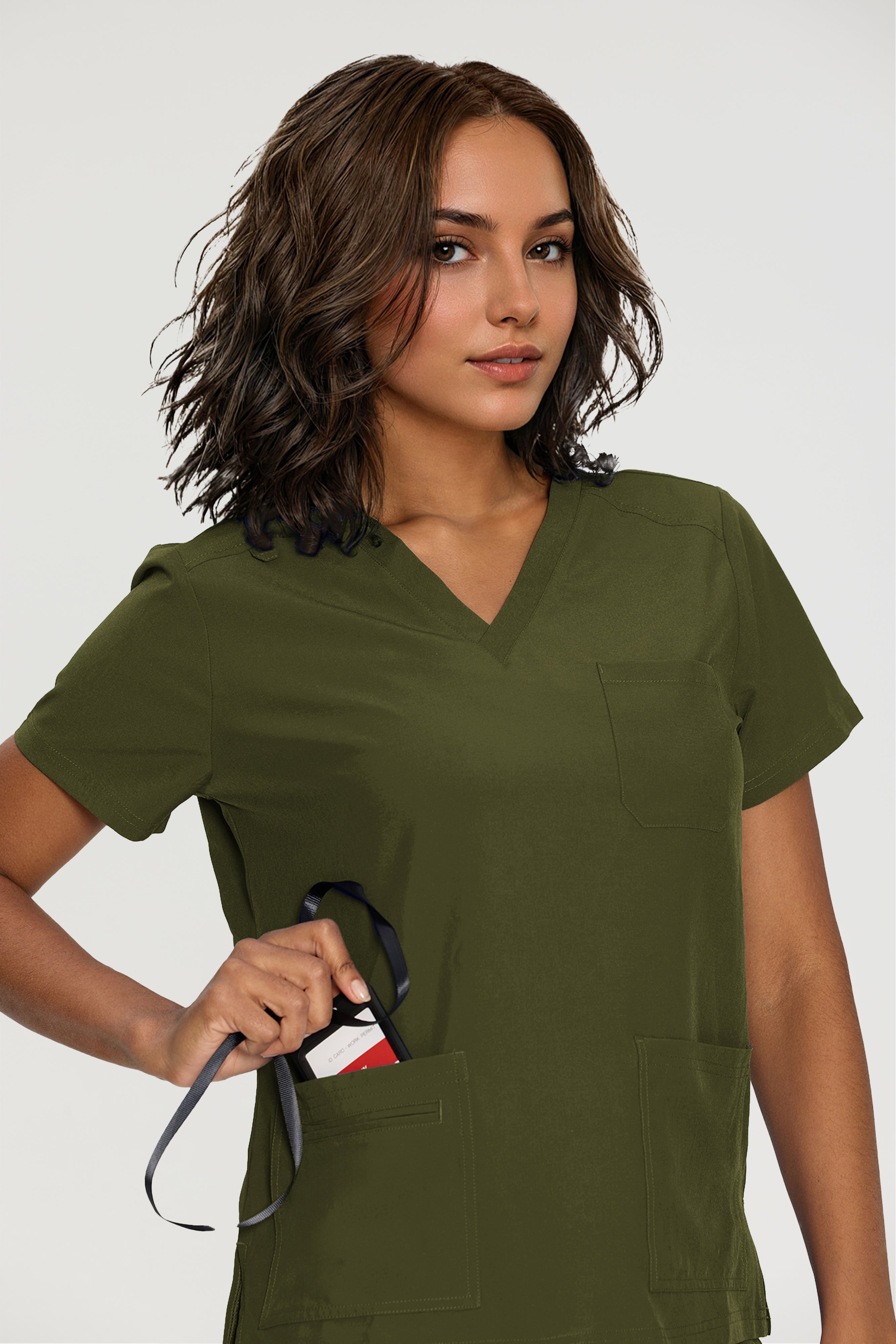 Scrubs for Women, V-Neck Scrubs Top & Cargo Pants with 12 Pockets, Yoga Waistband, 4 Way Stretch